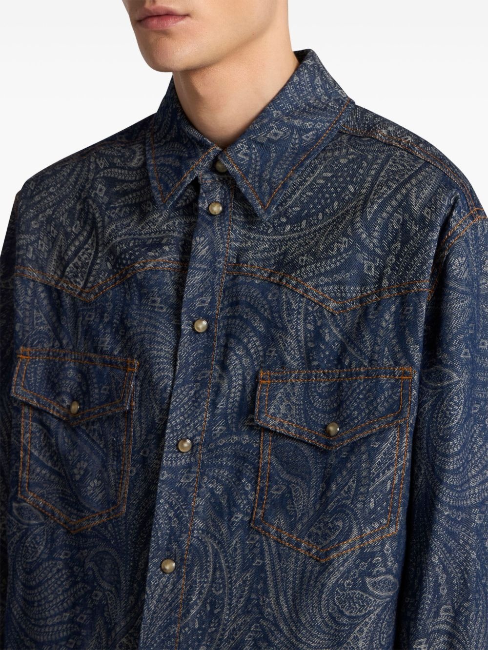 jacquard denim shirt jacket - 5