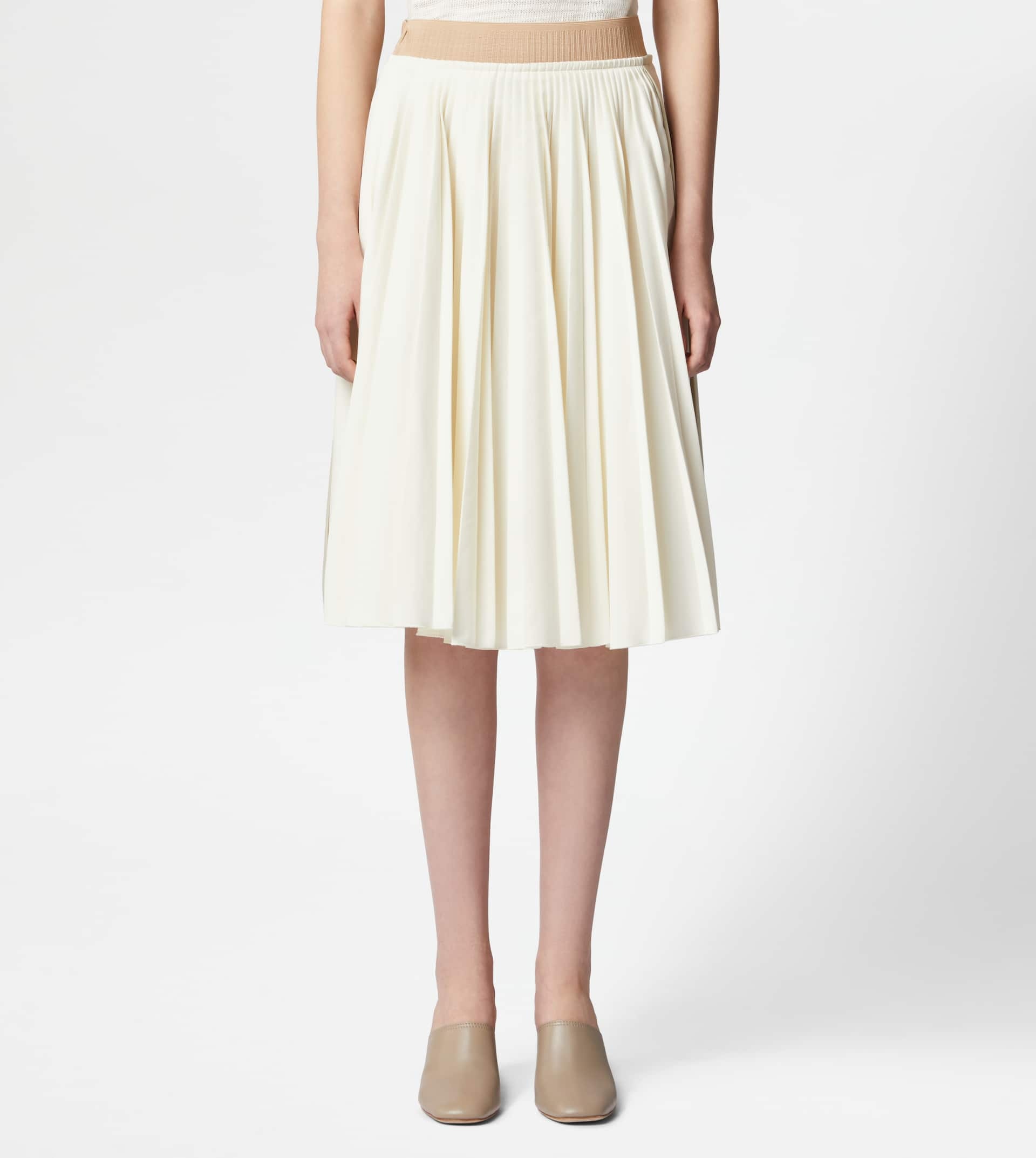 PLEATED SKIRT - BEIGE, WHITE - 6