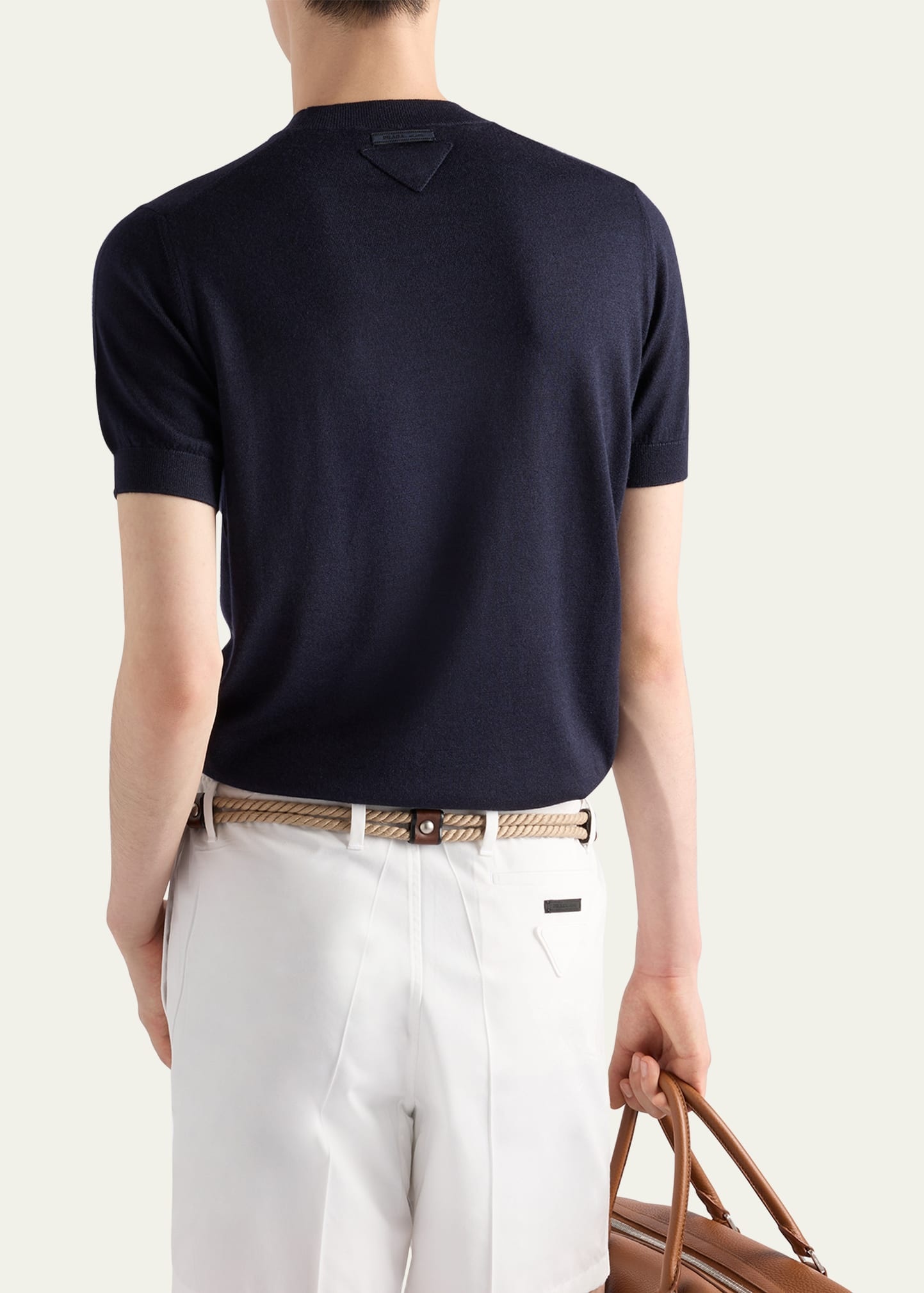 Men's Cashmere and Silk Knit Short-Sleeve Sweater - 3