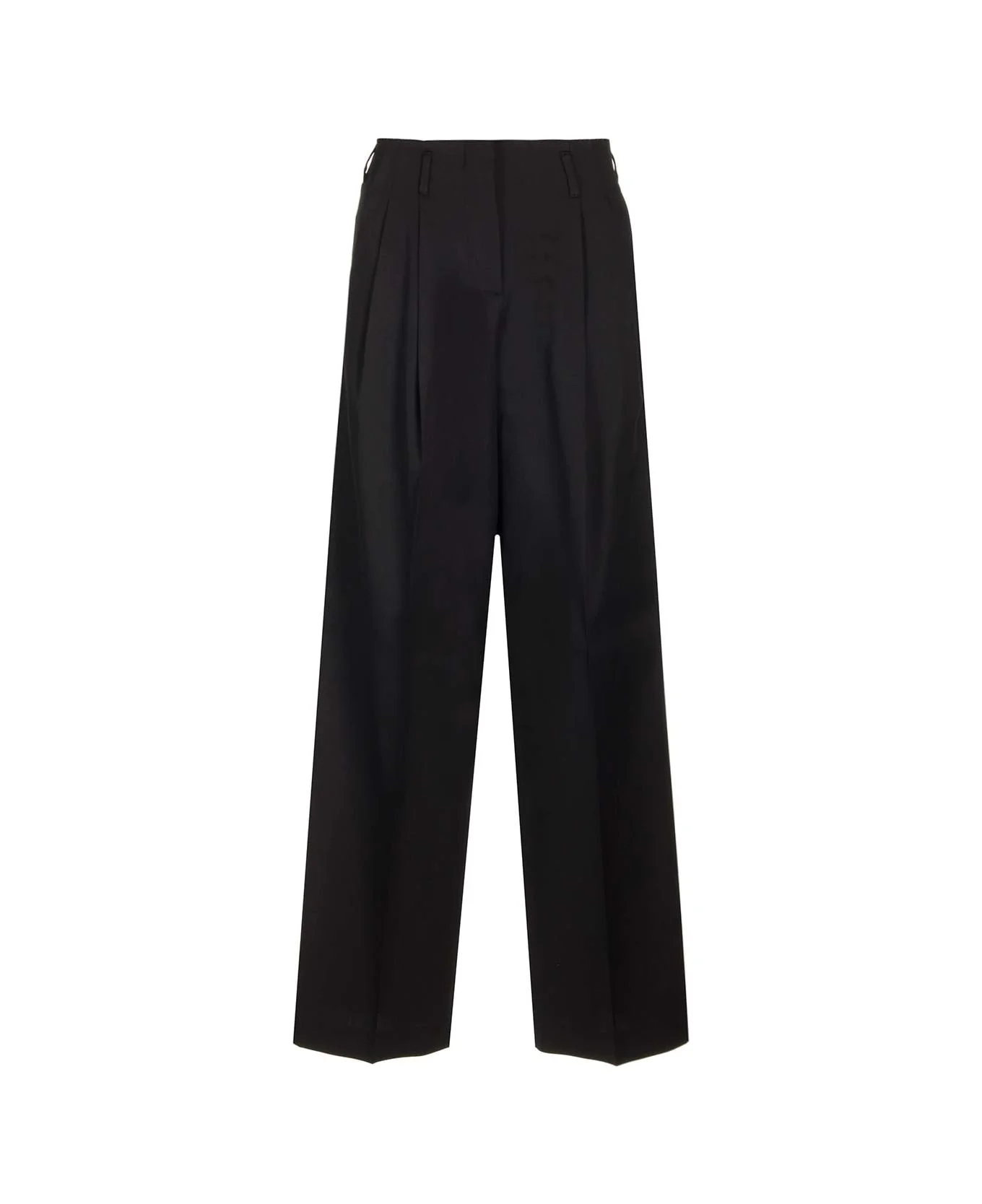 Wool Gabardine Wide Leg Trousers - 1