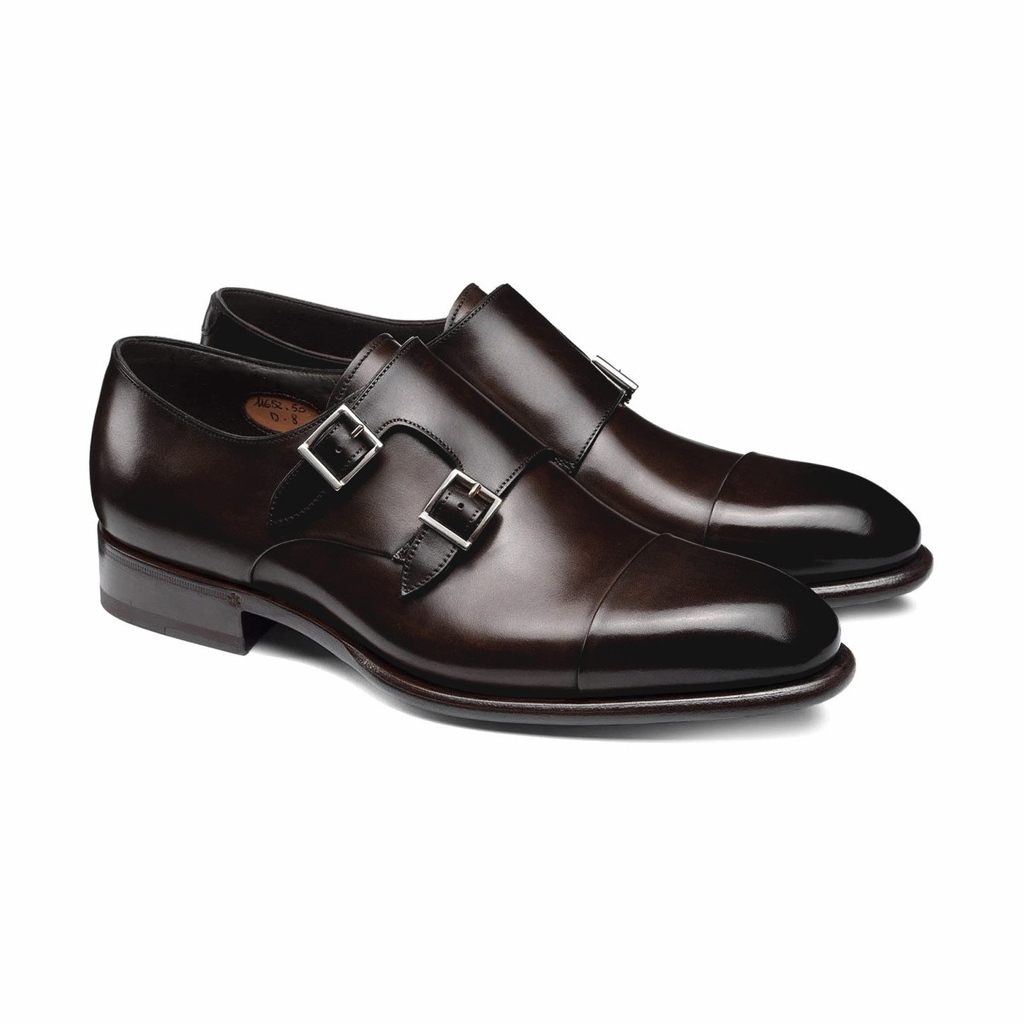 Men's dark brown leather double-buckle shoe - 5