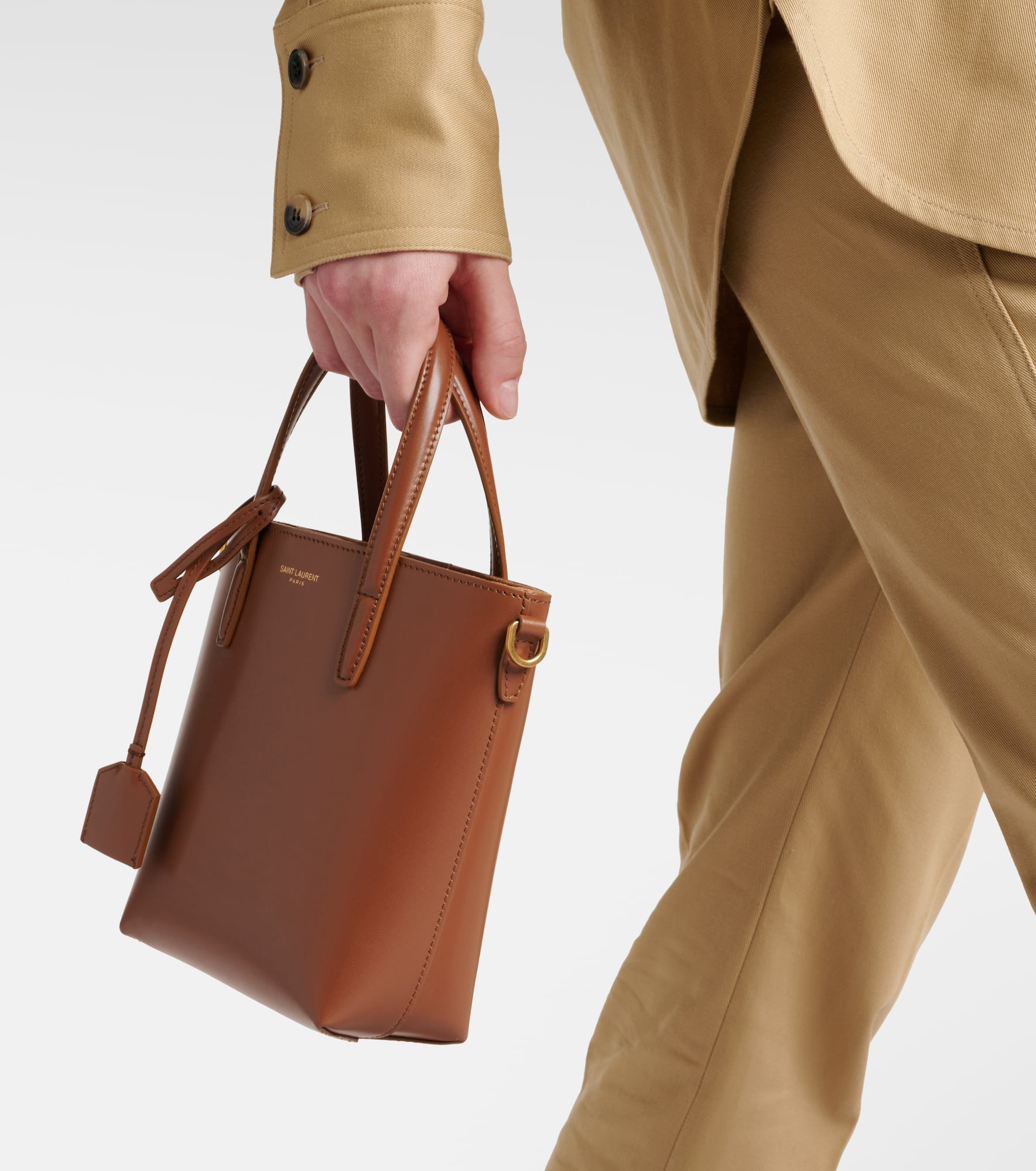 SAINT LAURENT Mini leather tote bag | mytheresa | REVERSIBLE