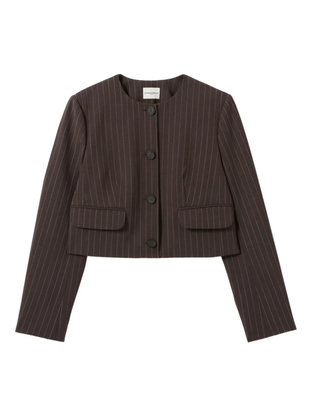 pinstripe cropped jacket - 1