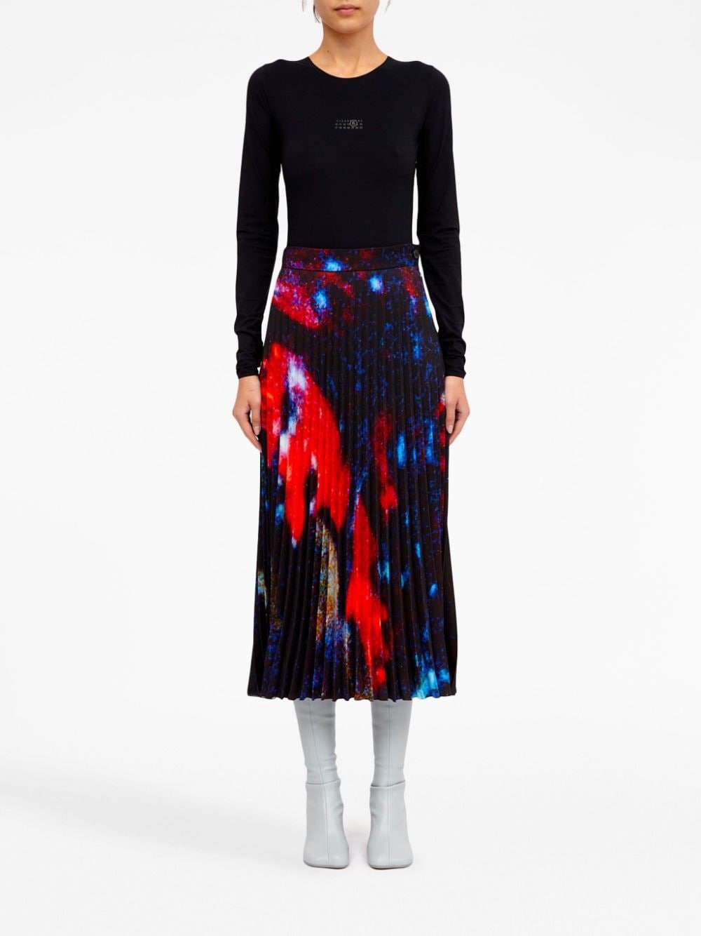 abstract-print pleated skirt - 2