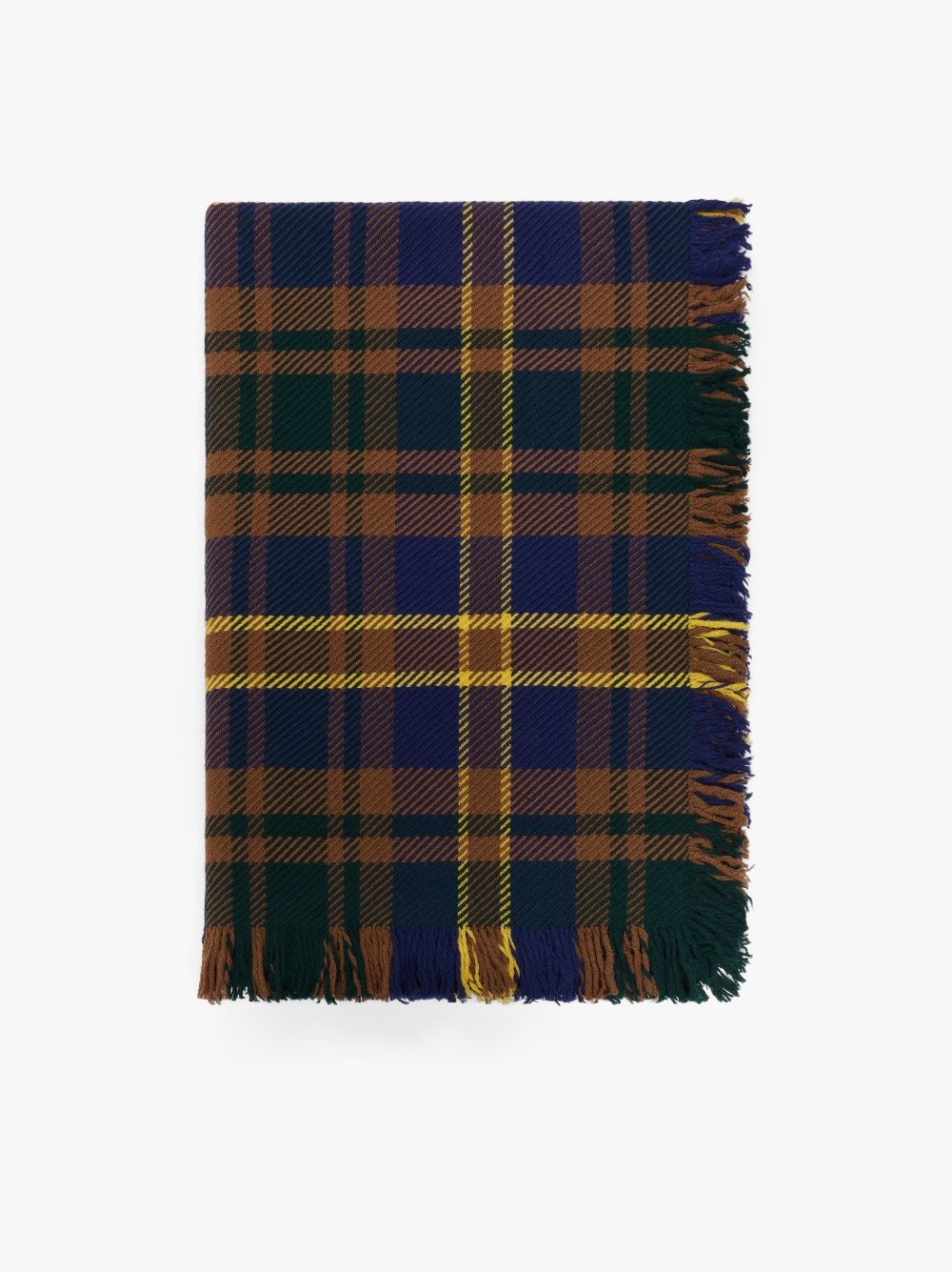 GREEN X BLUE CHECK MERINO WOOL SCARF | ACC-023 - 1