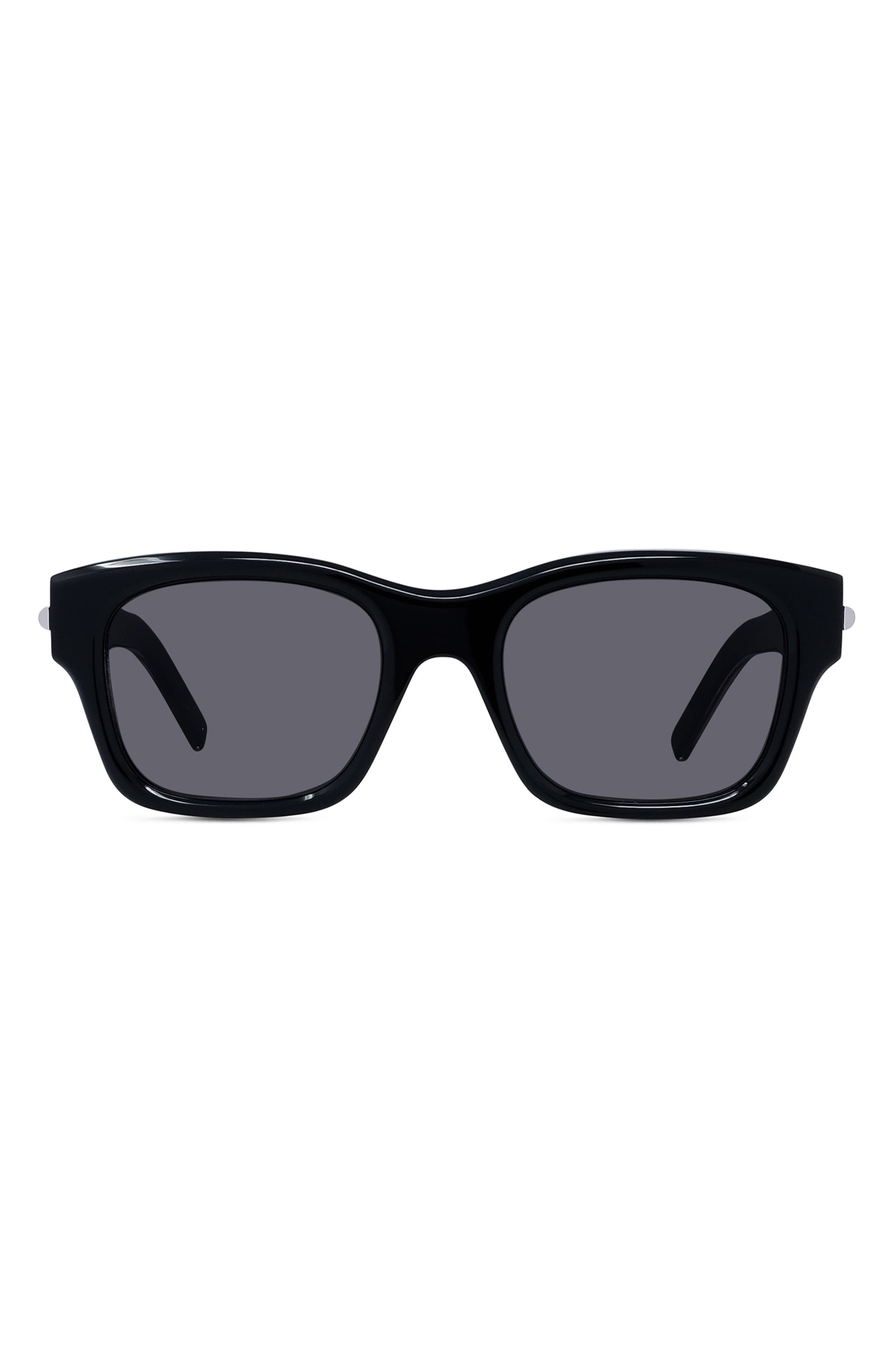 Givenchy GV One 52mm Rectangular Sunglasses in Shiny Black /Smoke at Nordstrom - 1