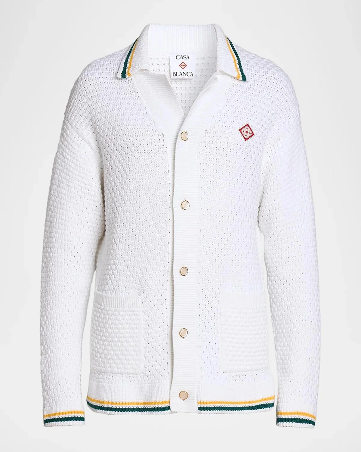 Men's Oranges Crochet Cotton Shirt - 1