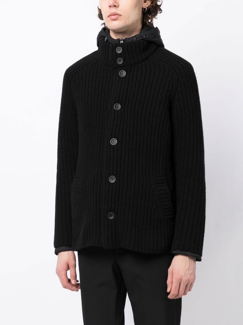 ribbed button-up jacket - 3