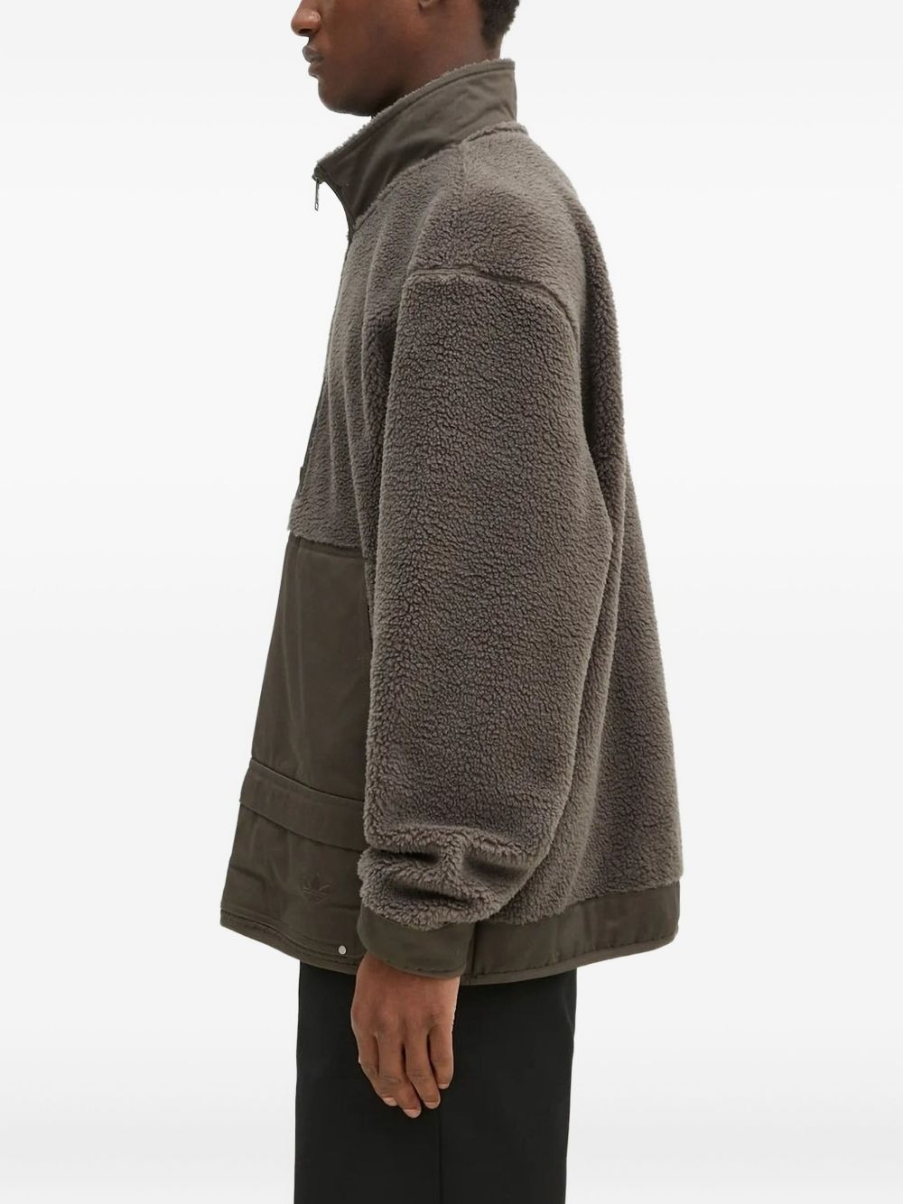 borg-panelled half-zip sweatshirt - 3