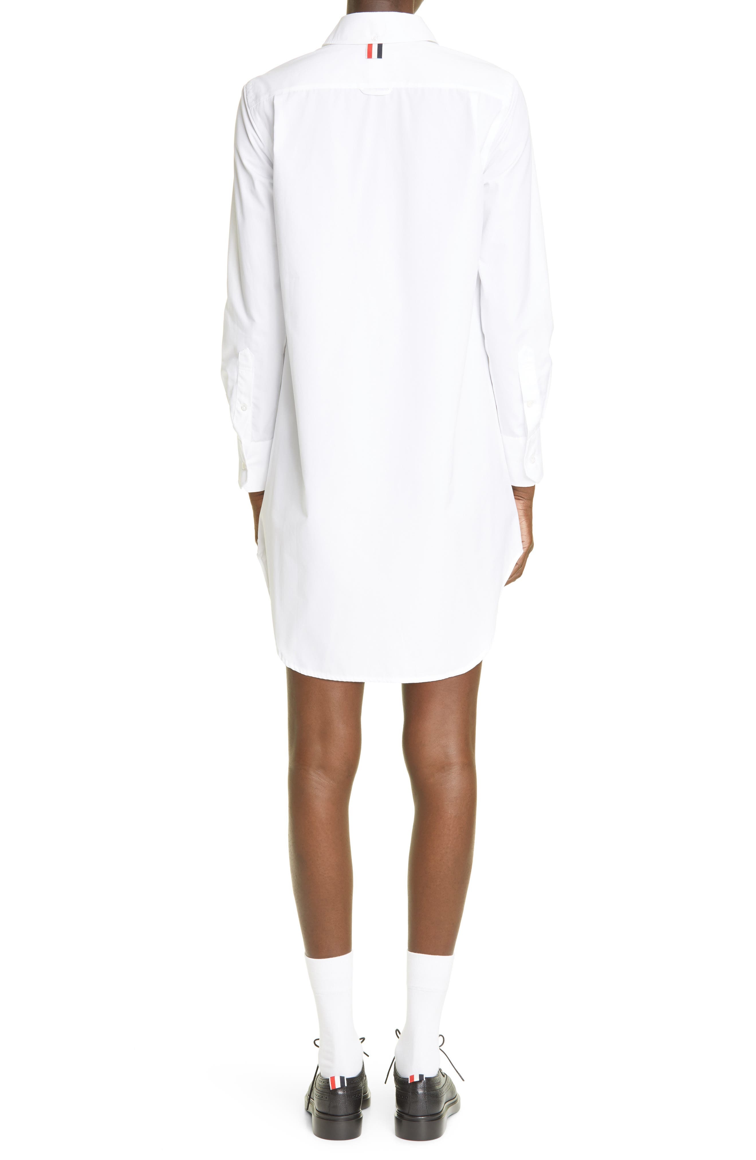 Thom Browne Long Sleeve Oxford Shirtdress in White at Nordstrom - 2