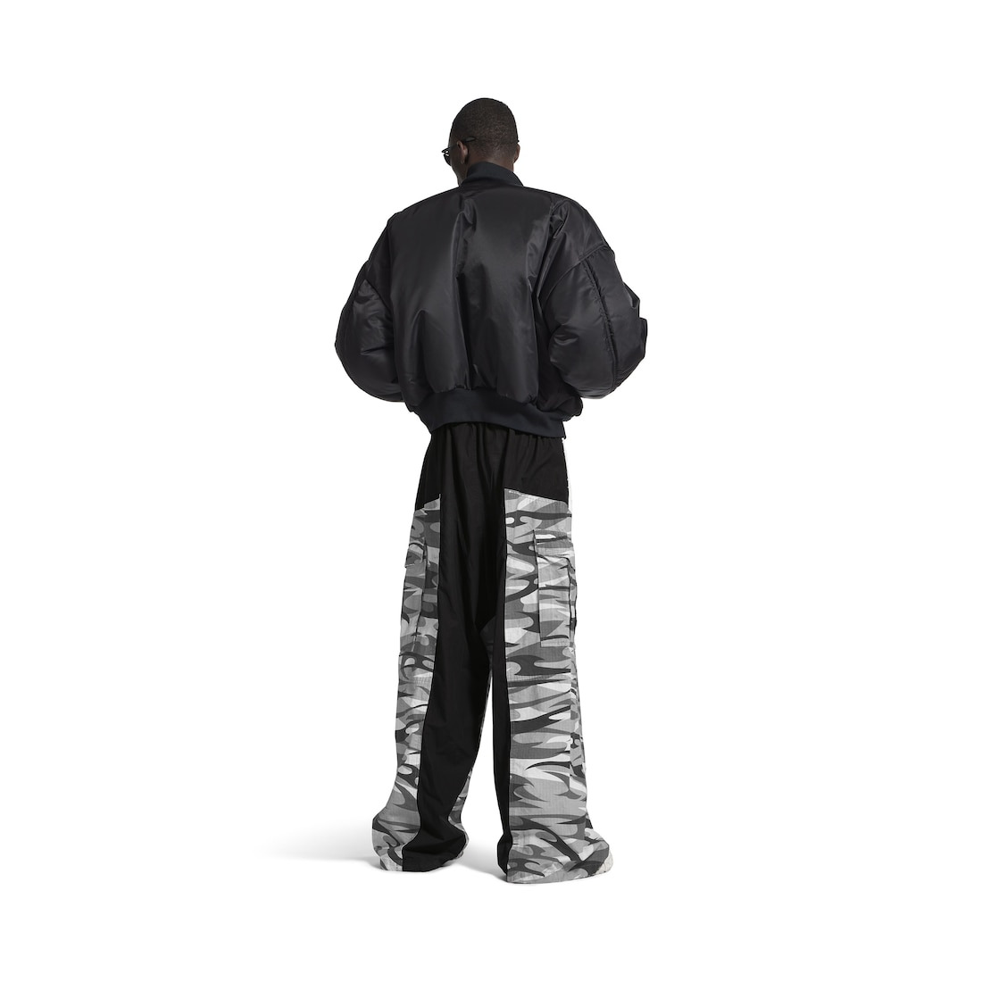 Men's Cut-up Cargo Tracksuit Pants in Black - 4