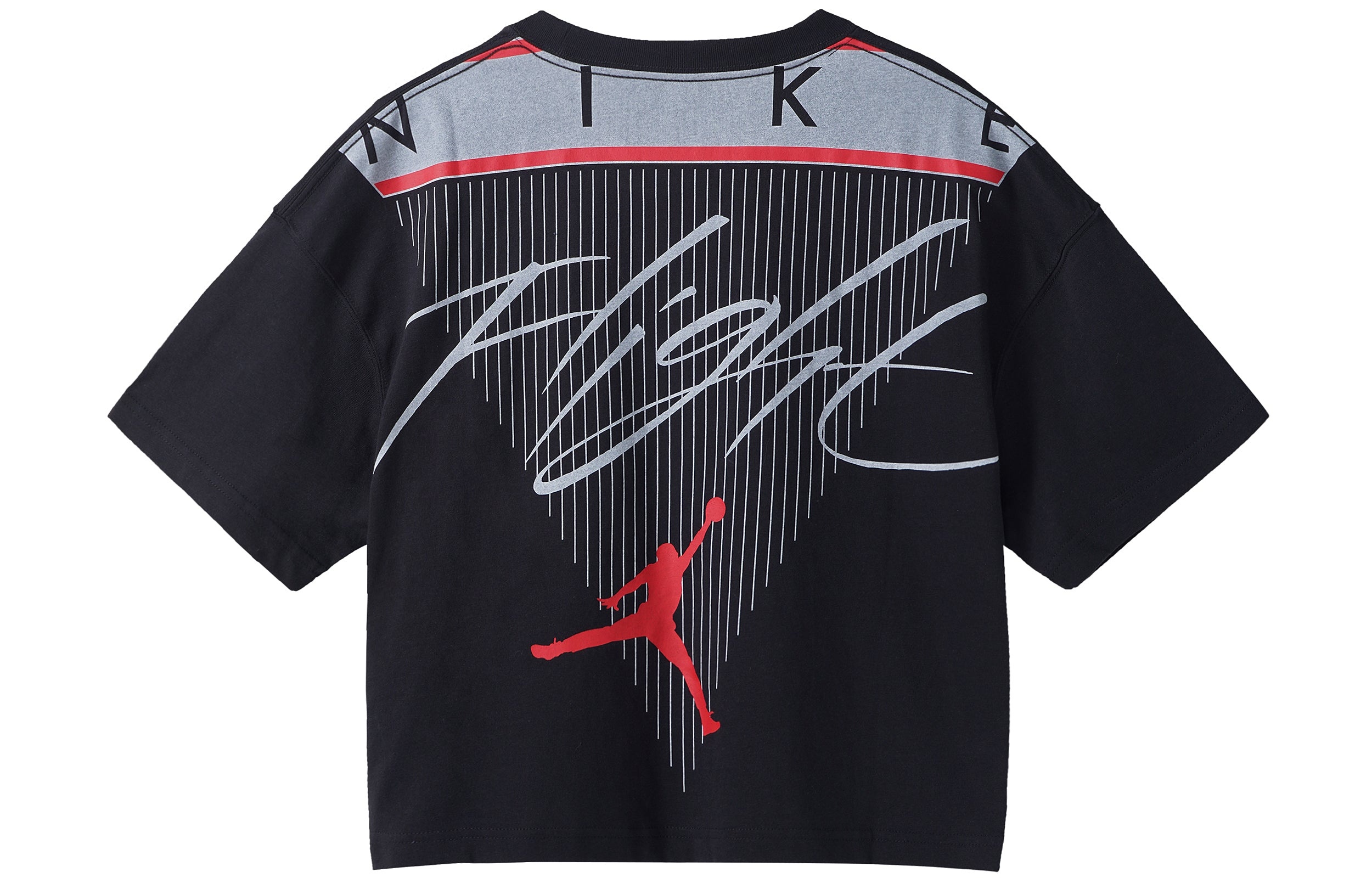 (WMNS) Air Jordan Essential Back Large Printing Loose Sports Short Sleeve Black DC2154-010 - 2