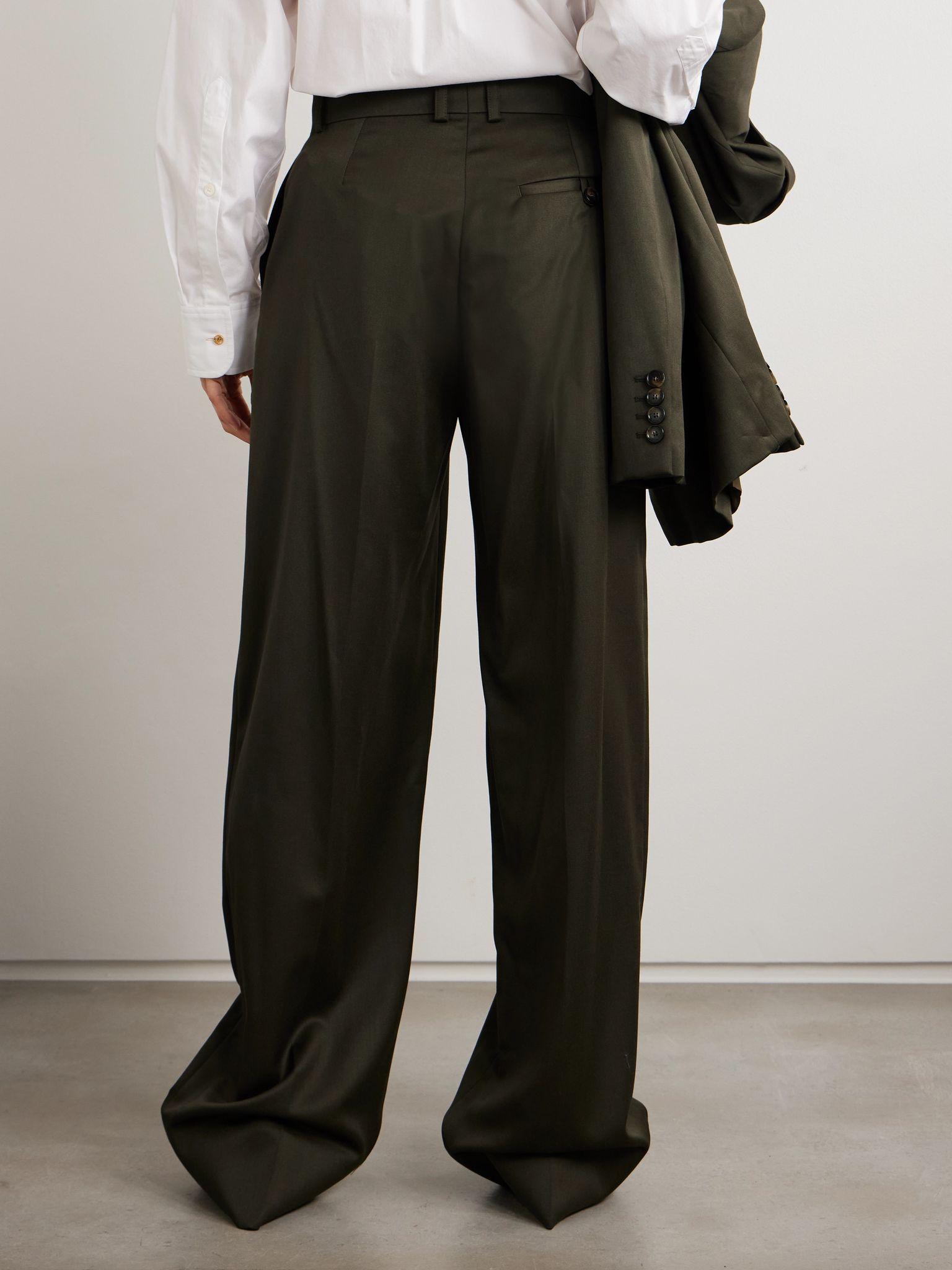 Wool wide-leg pants Army green - 4