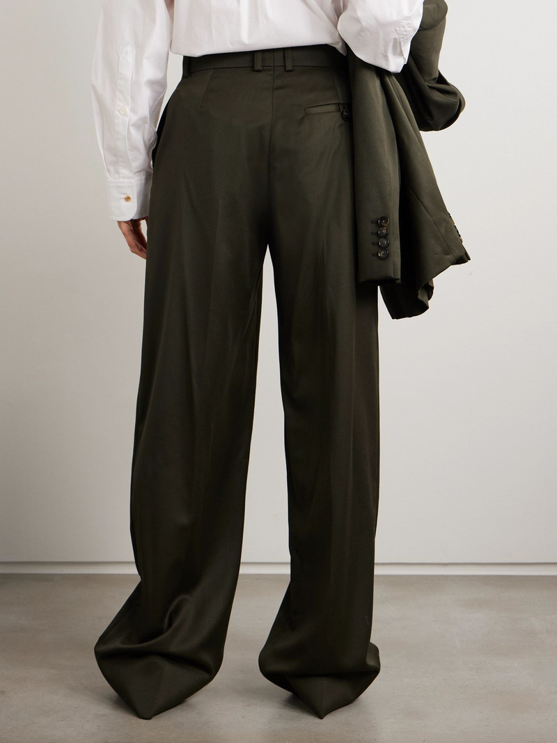 Wool wide-leg pants Army green 4