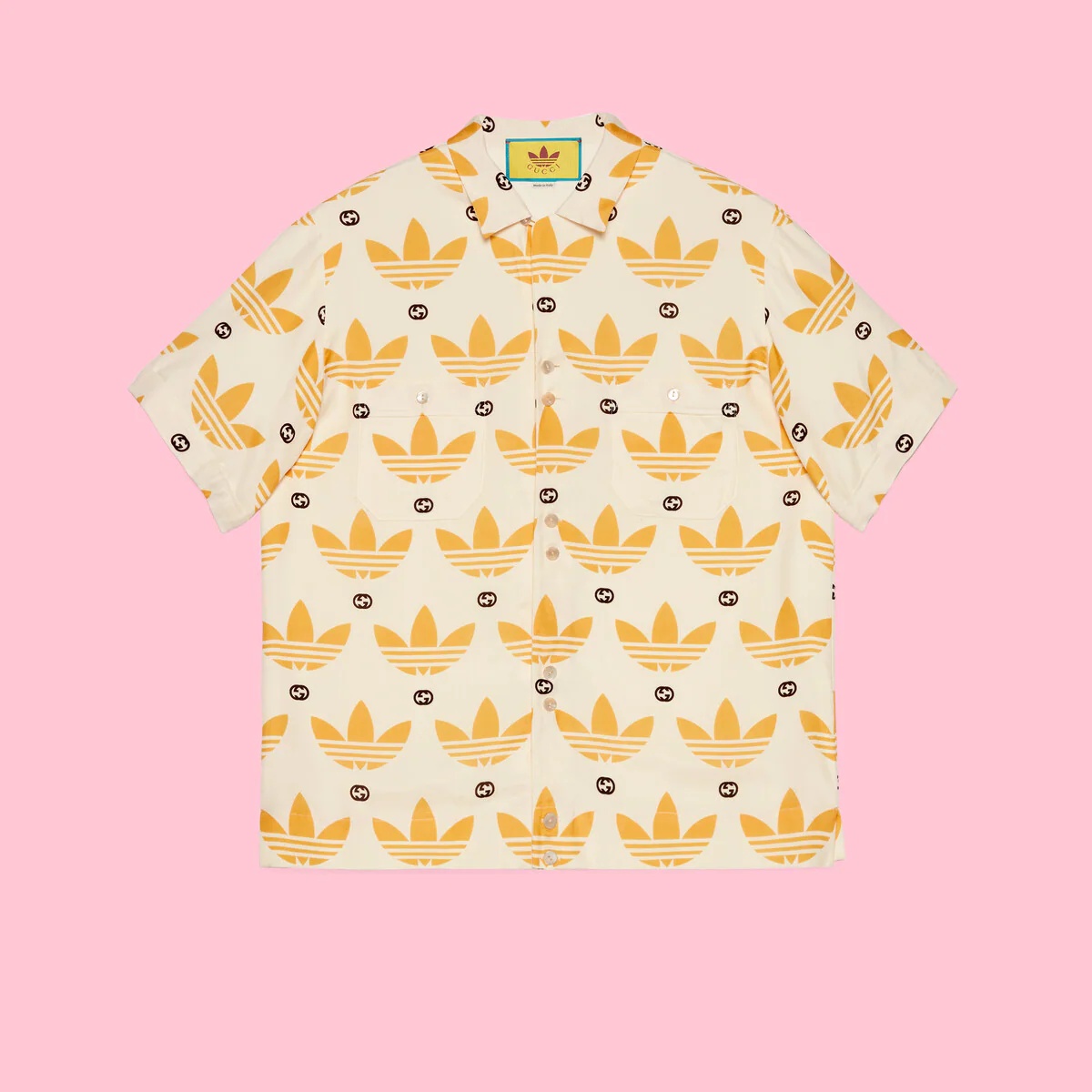 adidas x Gucci Trefoil print bowling shirt - 8