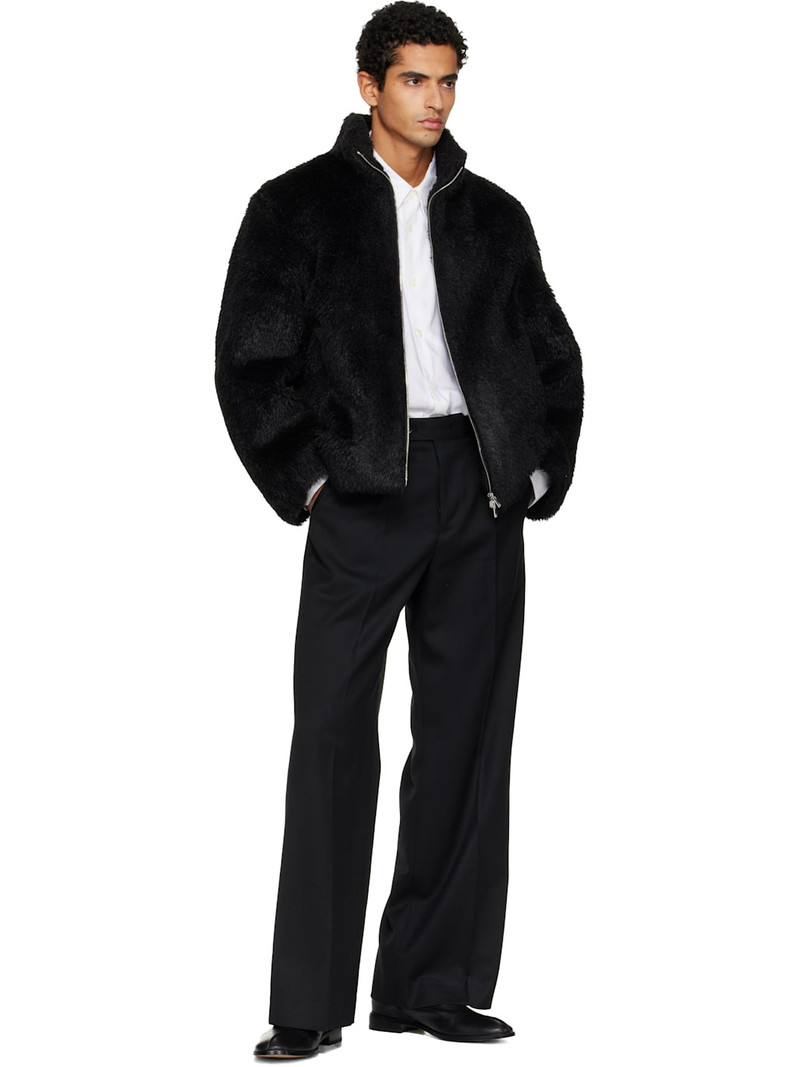 Tonywack Black Wool Shaggy Faux-Fur Zippered Jacket outlook