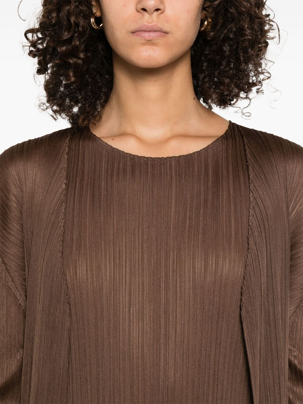 pleated open-front coat - 5