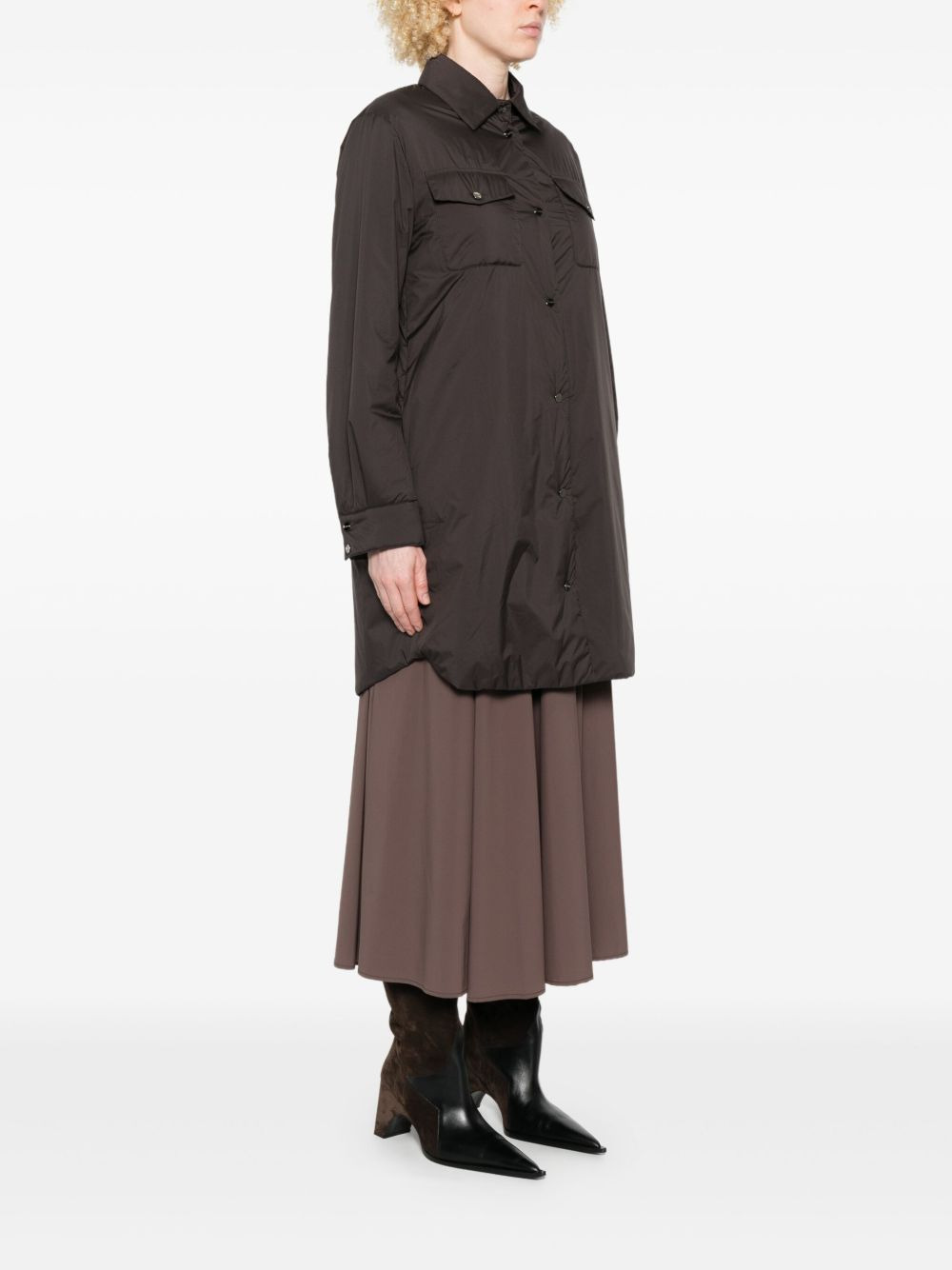 button-down flap-pocket shirt coat - 3
