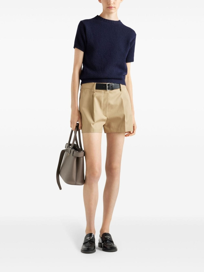 Prada belted twill shorts outlook