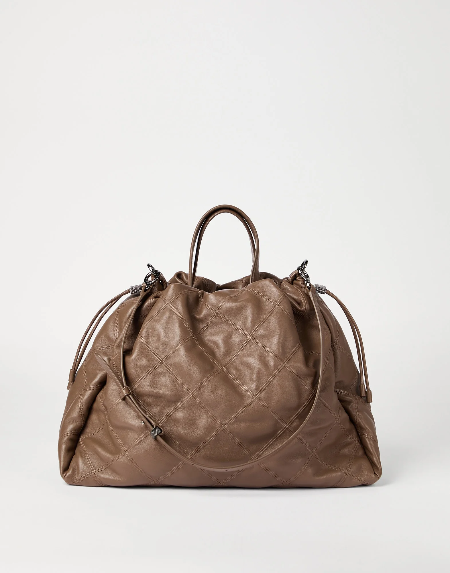 Mellow large shopper bag in quilted nappa leather with monili - 1
