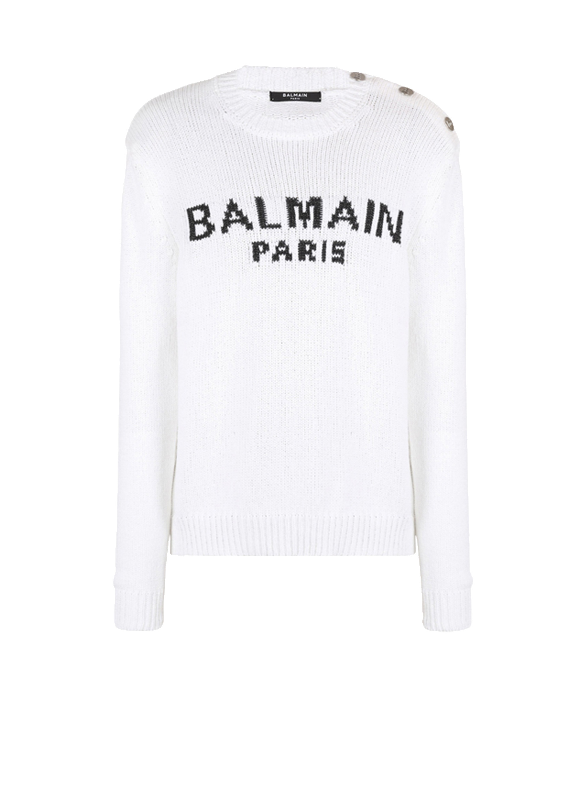 Cotton sweater with embroidered Balmain Paris logo - 1