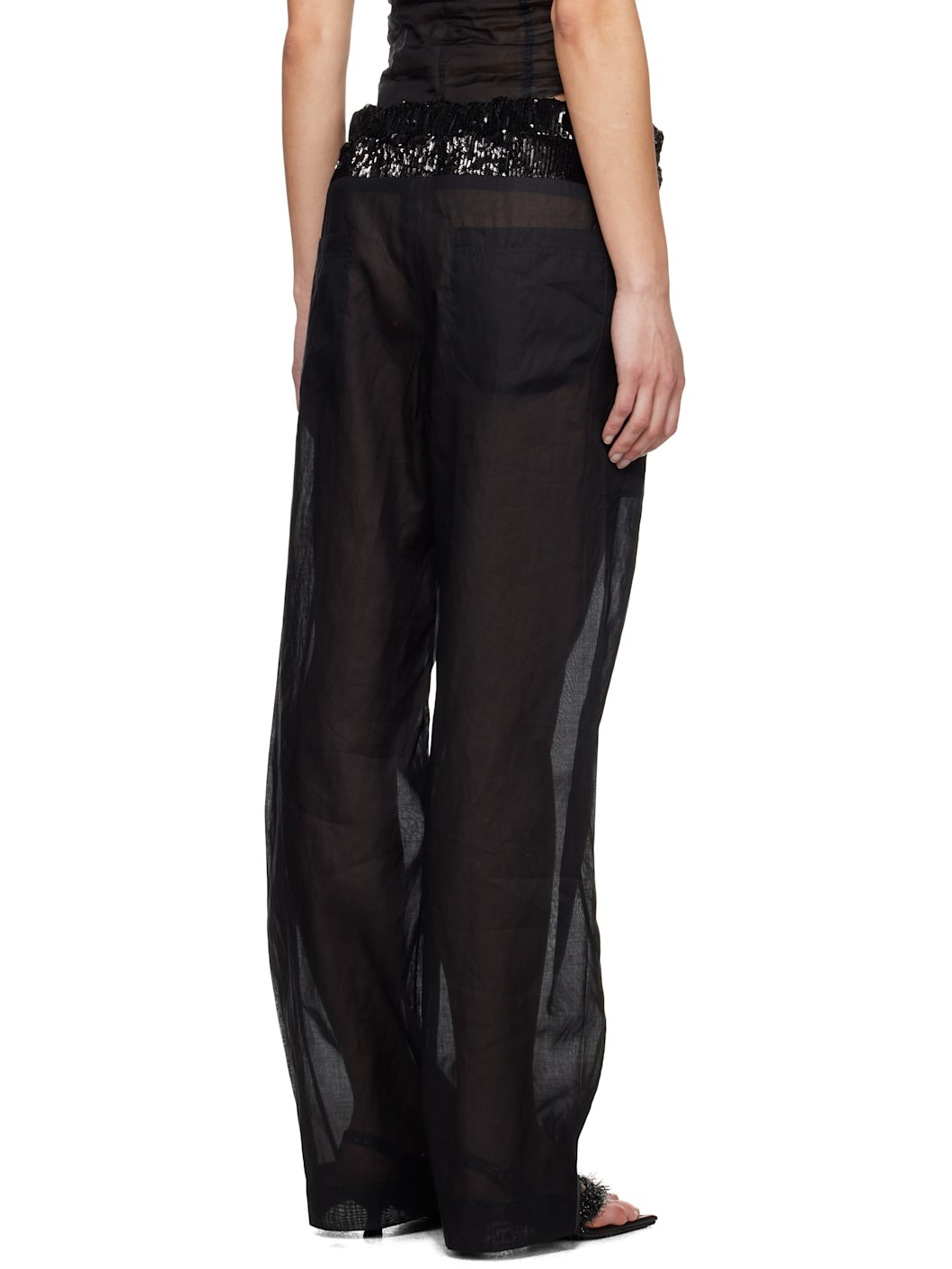 Black Patch Work Elasticated Trousers - 3