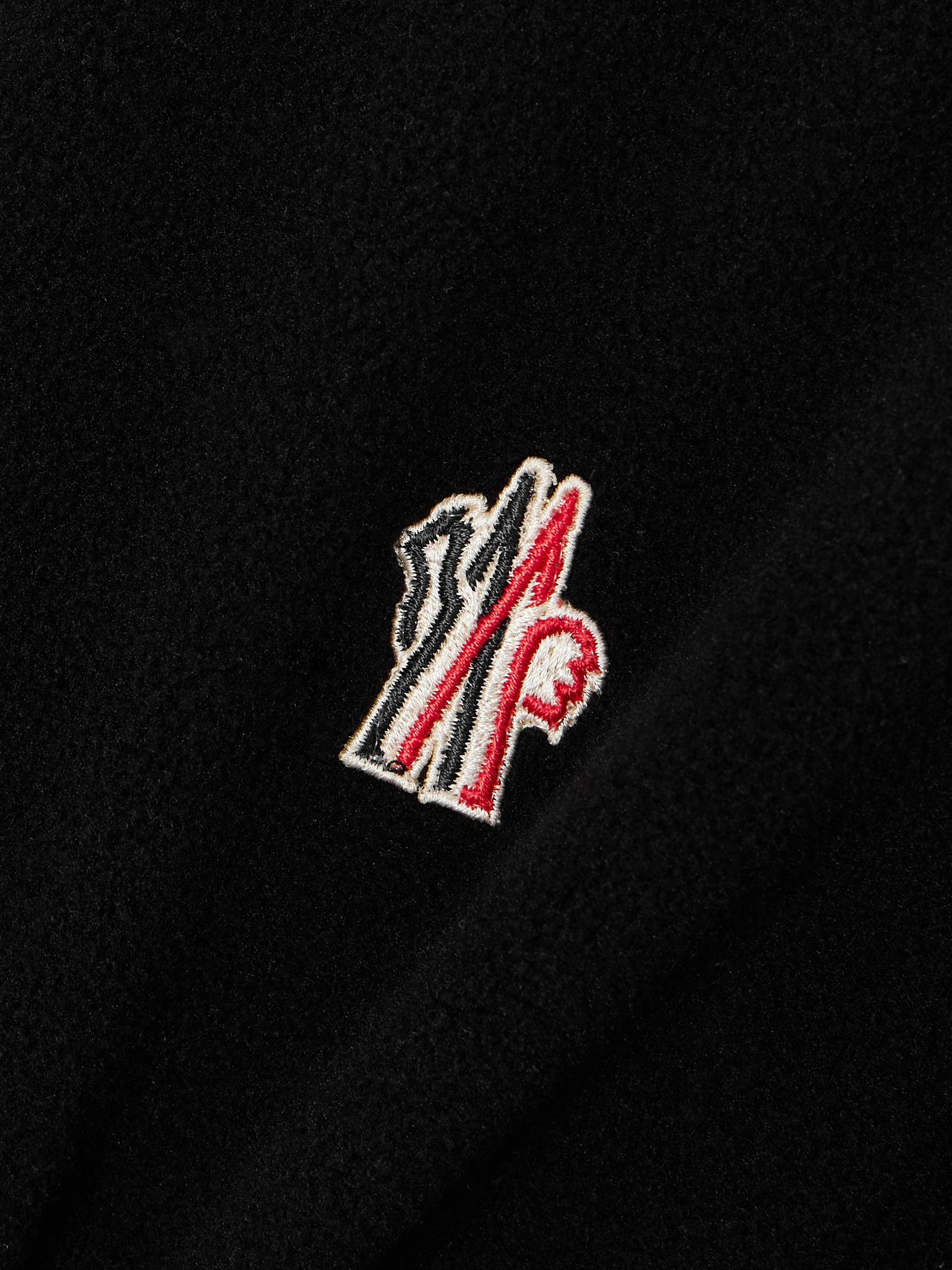 Appliquéd hooded fleece jacket Black - 4