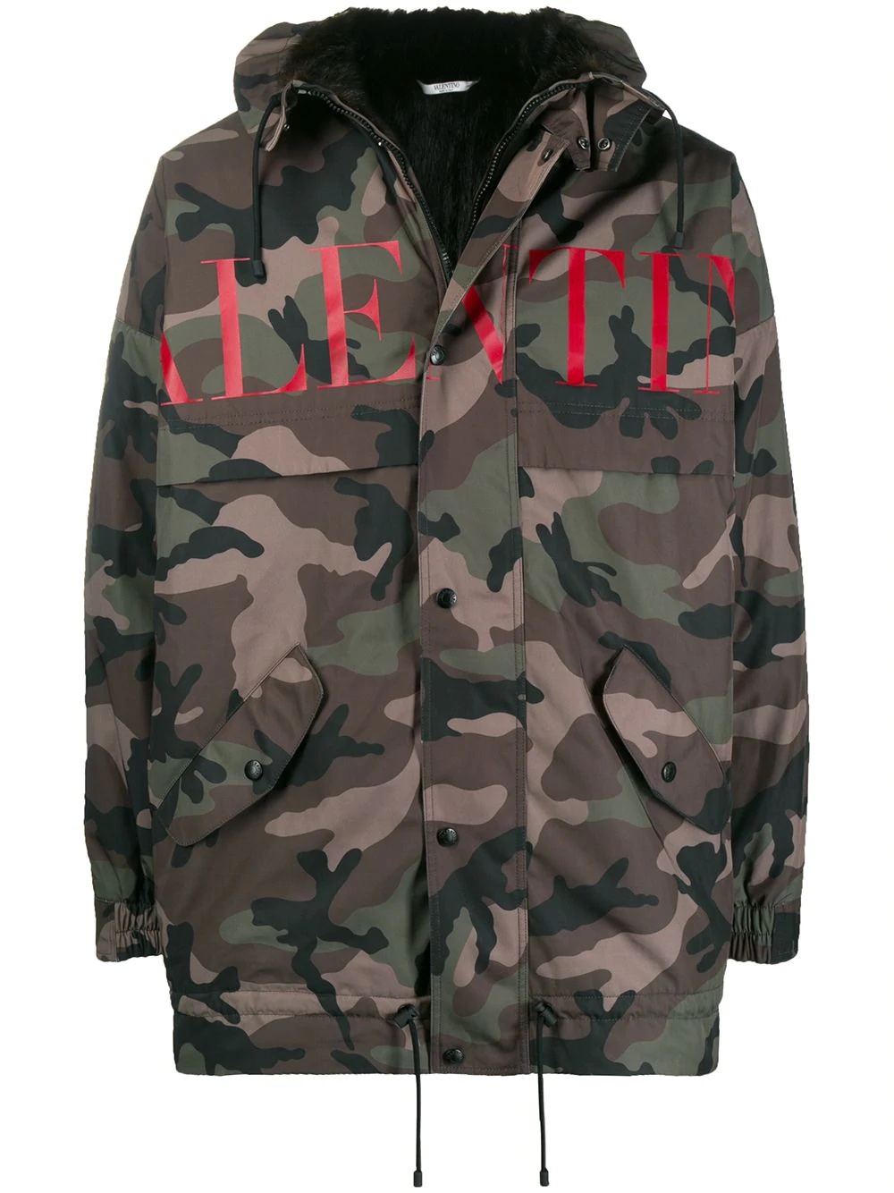 logo print camouflage jacket - 1