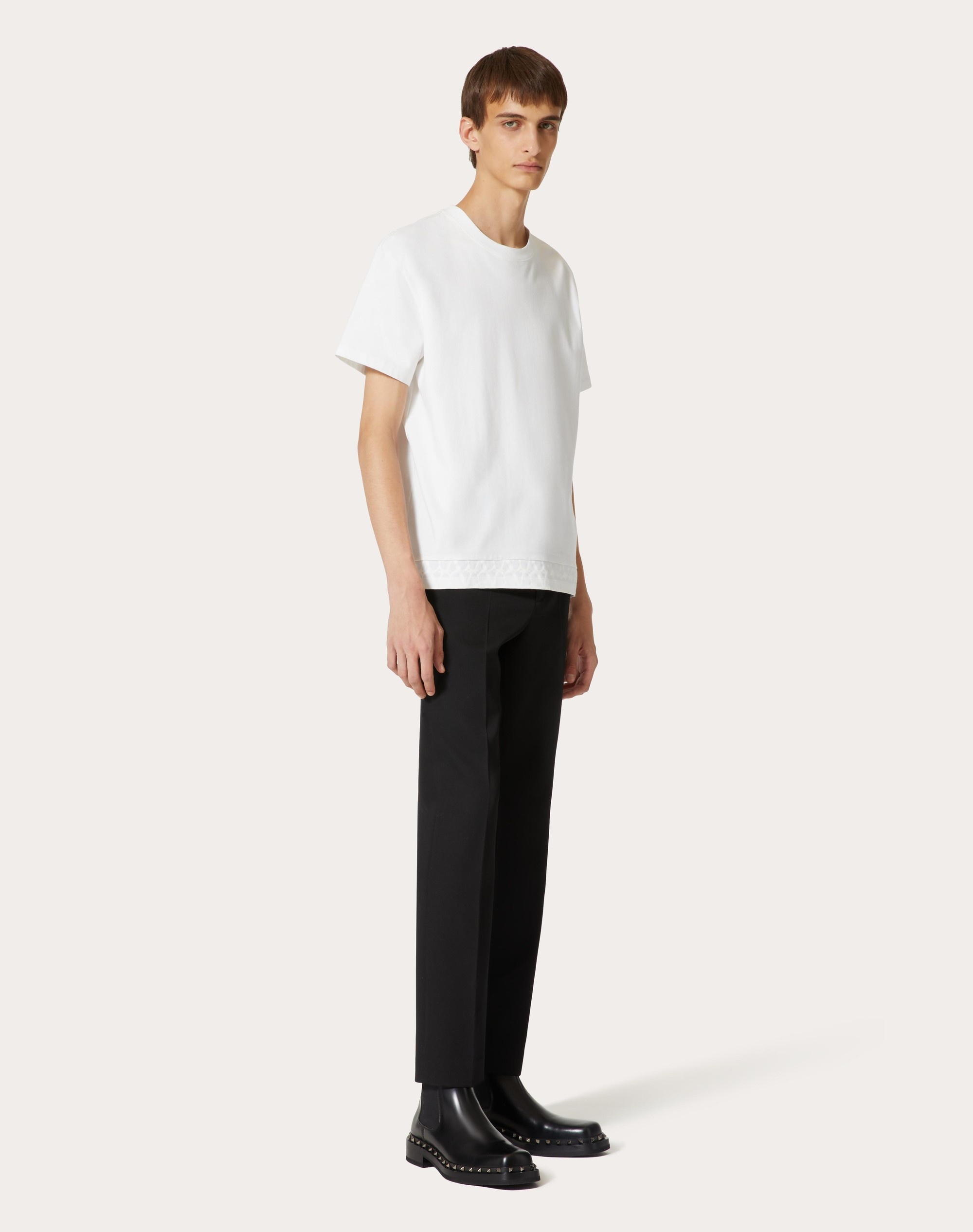 Valentino COTTON T-SHIRT WITH TOILE ICONOGRAPHE DETAIL
