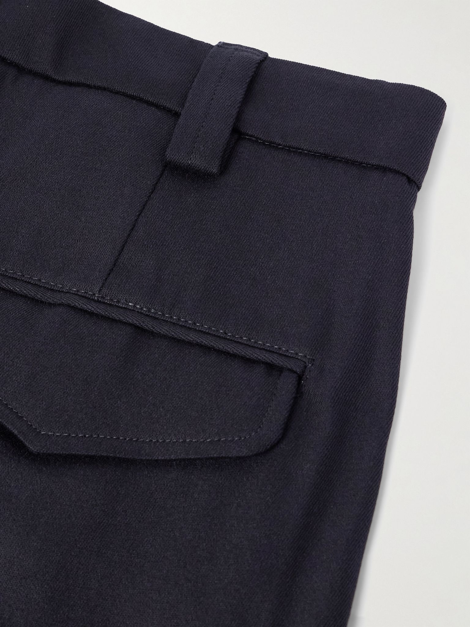 Renato Tapered Pleated Cotton and Wool-Blend Twill Trousers Blue - 5