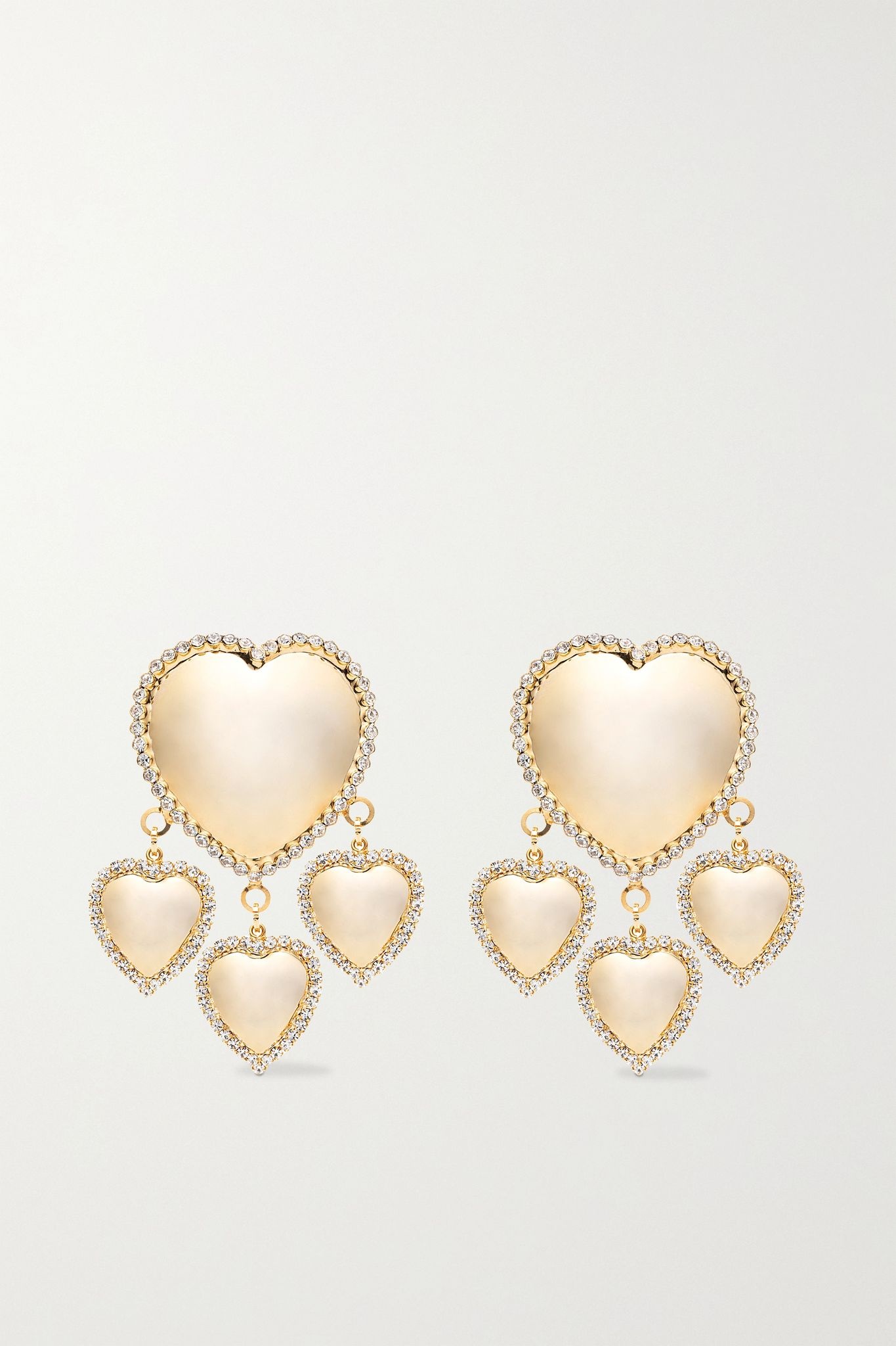 Oversized gold-plated crystal clip earrings - 1