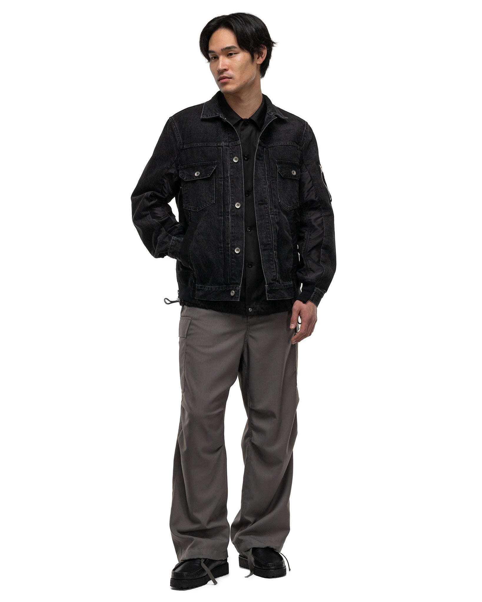 sacai Denim x Nylon Twill Jacket Black | havenshop | REVERSIBLE