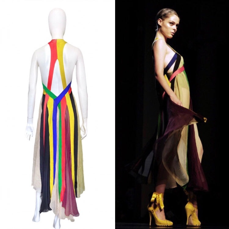 Jean Paul Gaultier Spring 2009 Sex And The City 2 Rainbow Plunging Neckline Cutout Open Back Maxi Dr - 6