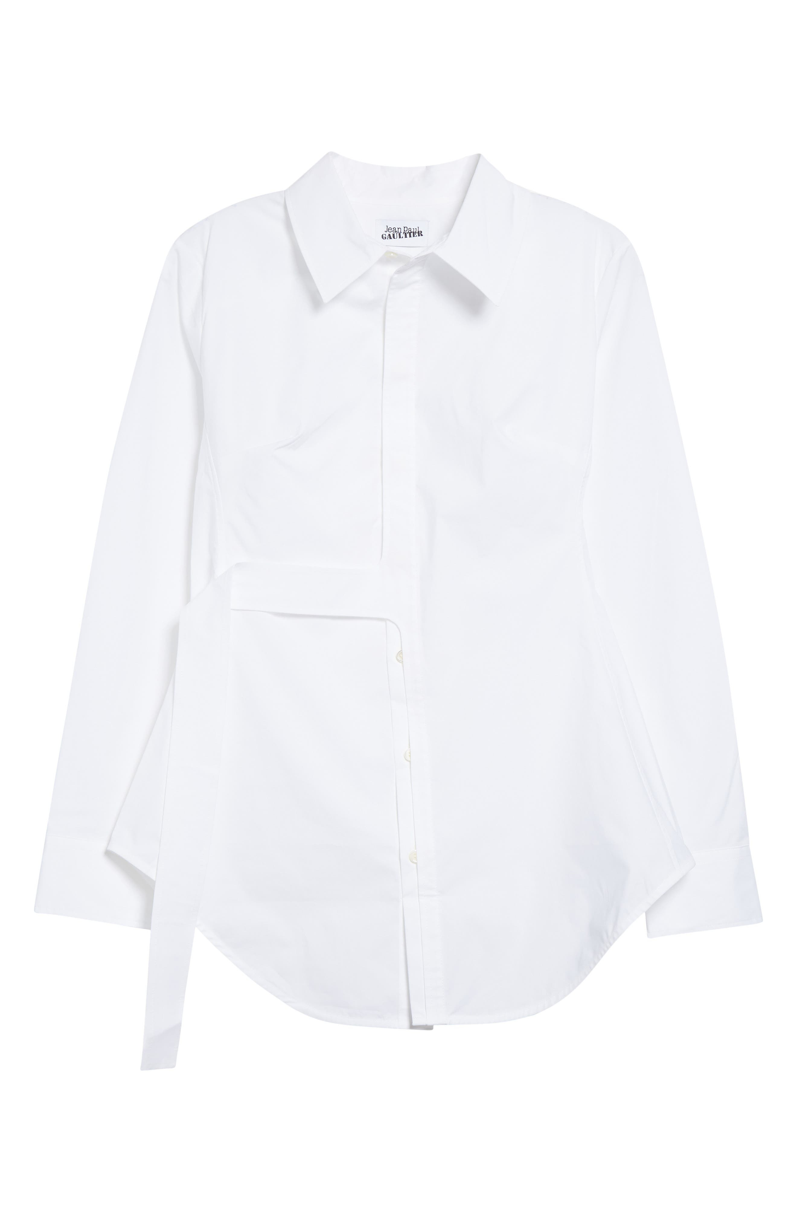 Jean Paul Gaultier Strap Detail Button-Up Shirt in White at Nordstrom - 1