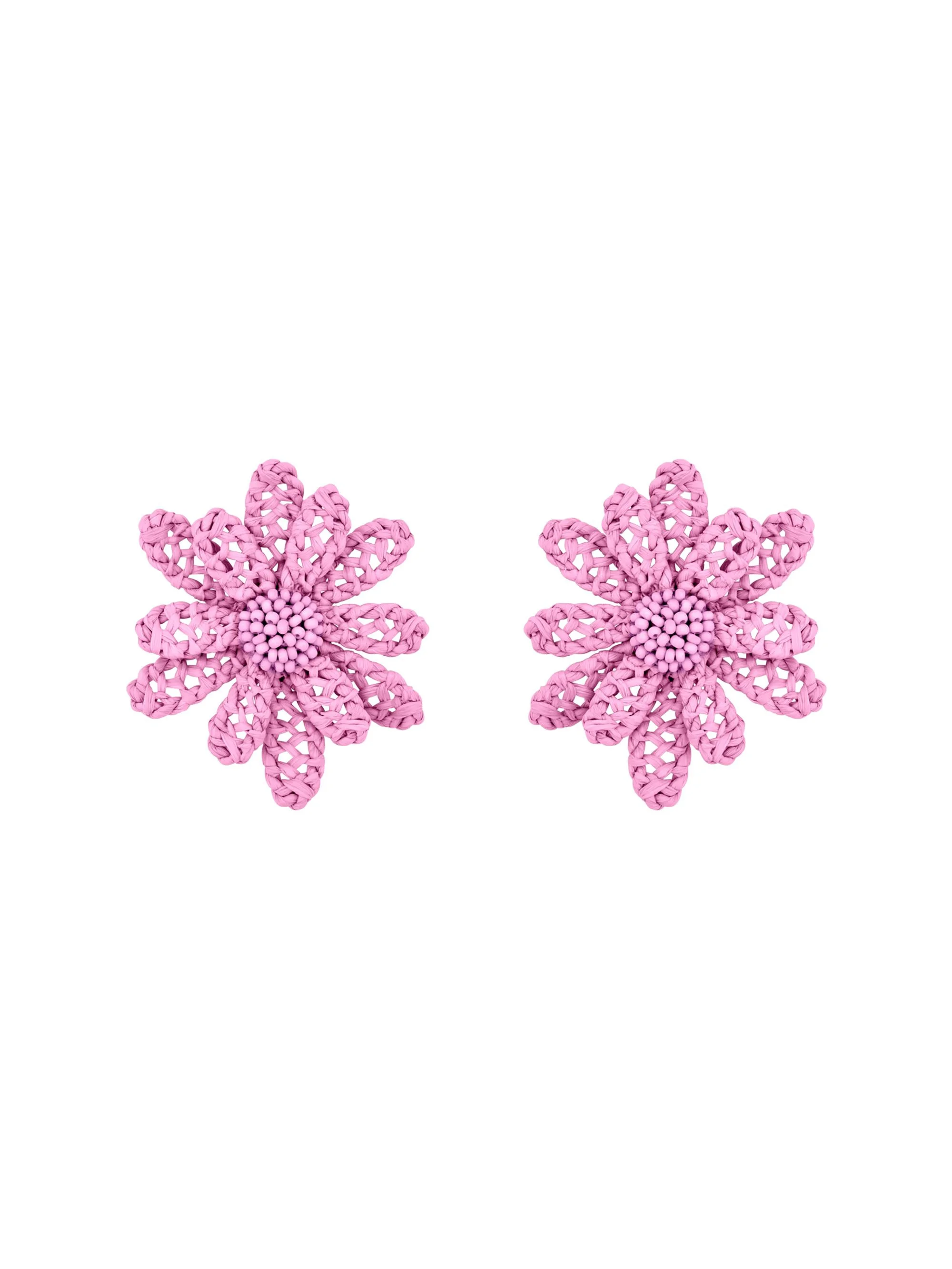 Women's Large Woven Flower Raffia Stud Earrings - Tulip - 1