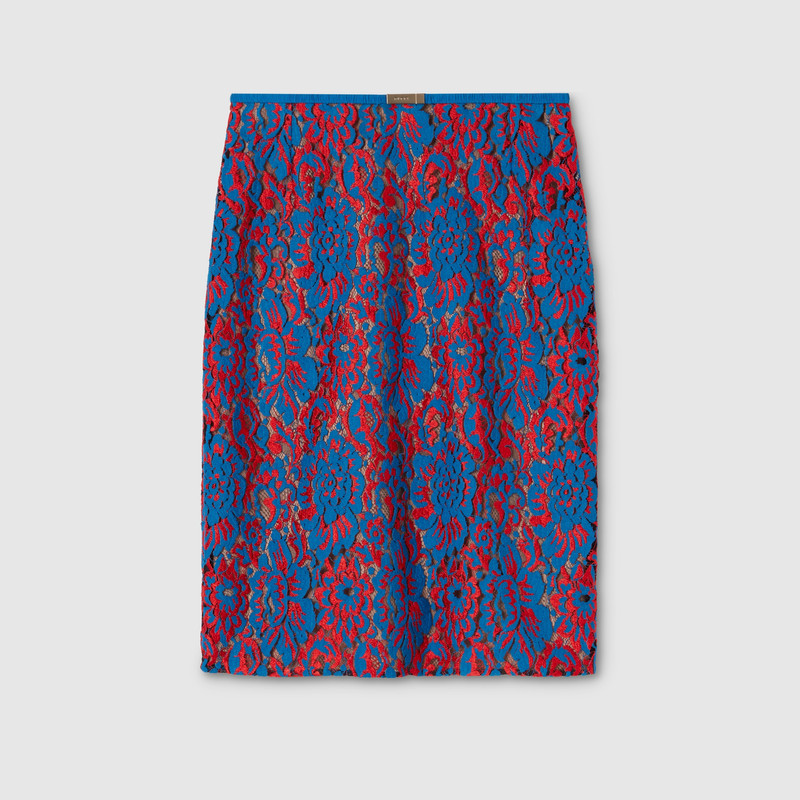 Floral lace wool skirt 1