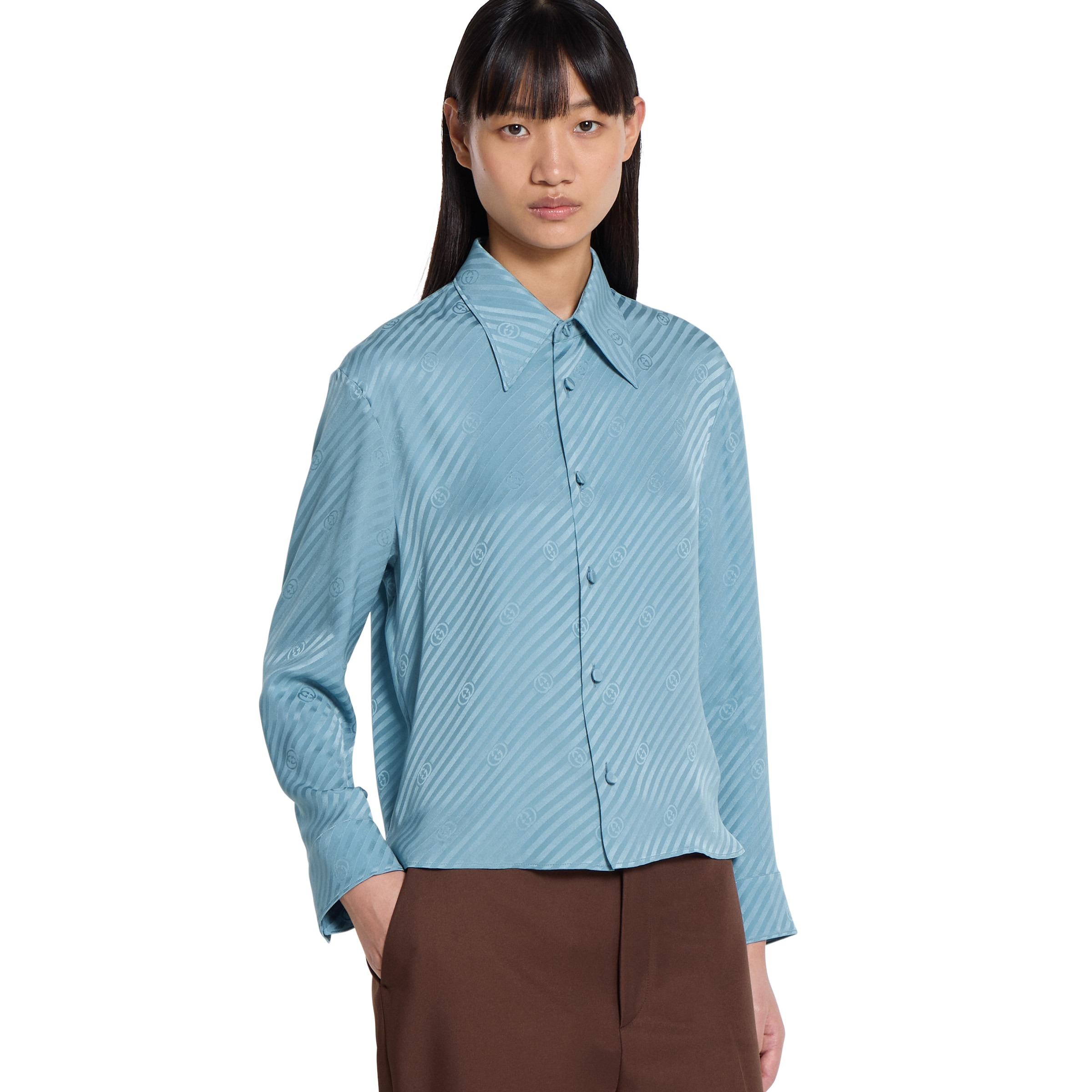 Interlocking GG silk jacquard shirt - 3