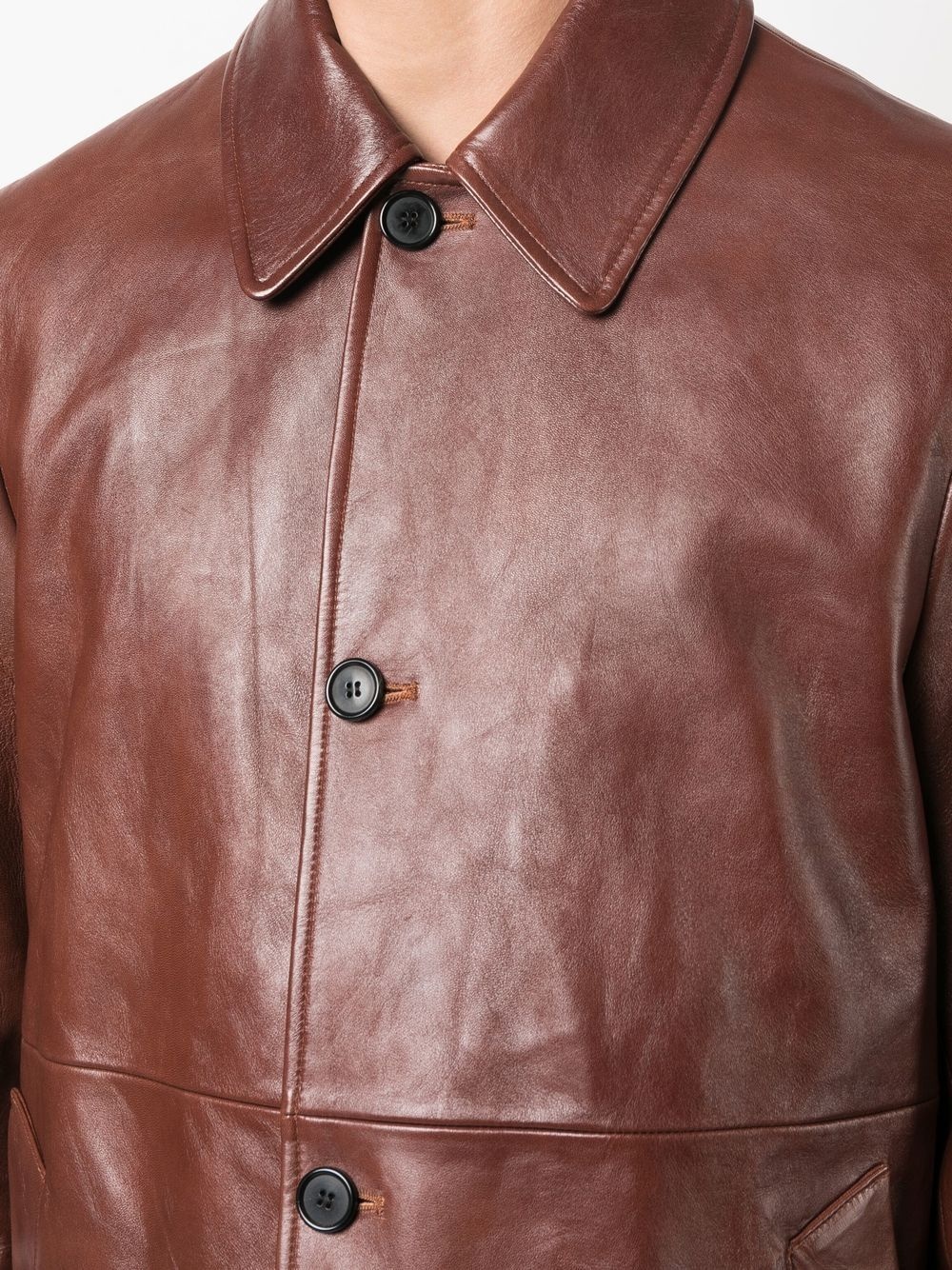 button-up leather shirt jacket - 5