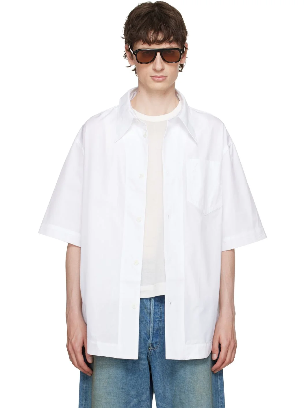 White Cotton 'Ami de Coeur' Wide Shirt - 1