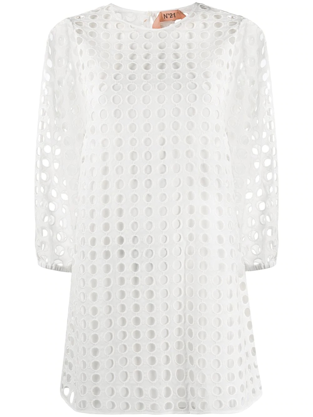 perforated-design shift dress - 1