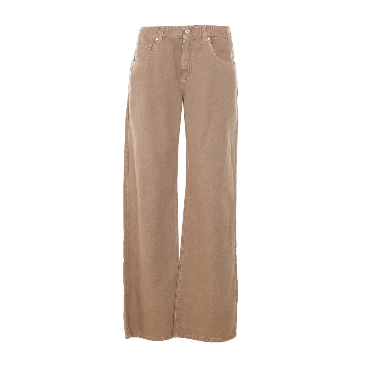 Brunello Cucinelli Women Contemporary Trousers In A Garment-Dyed Cotton And Linen Cover With Jewelry - 1