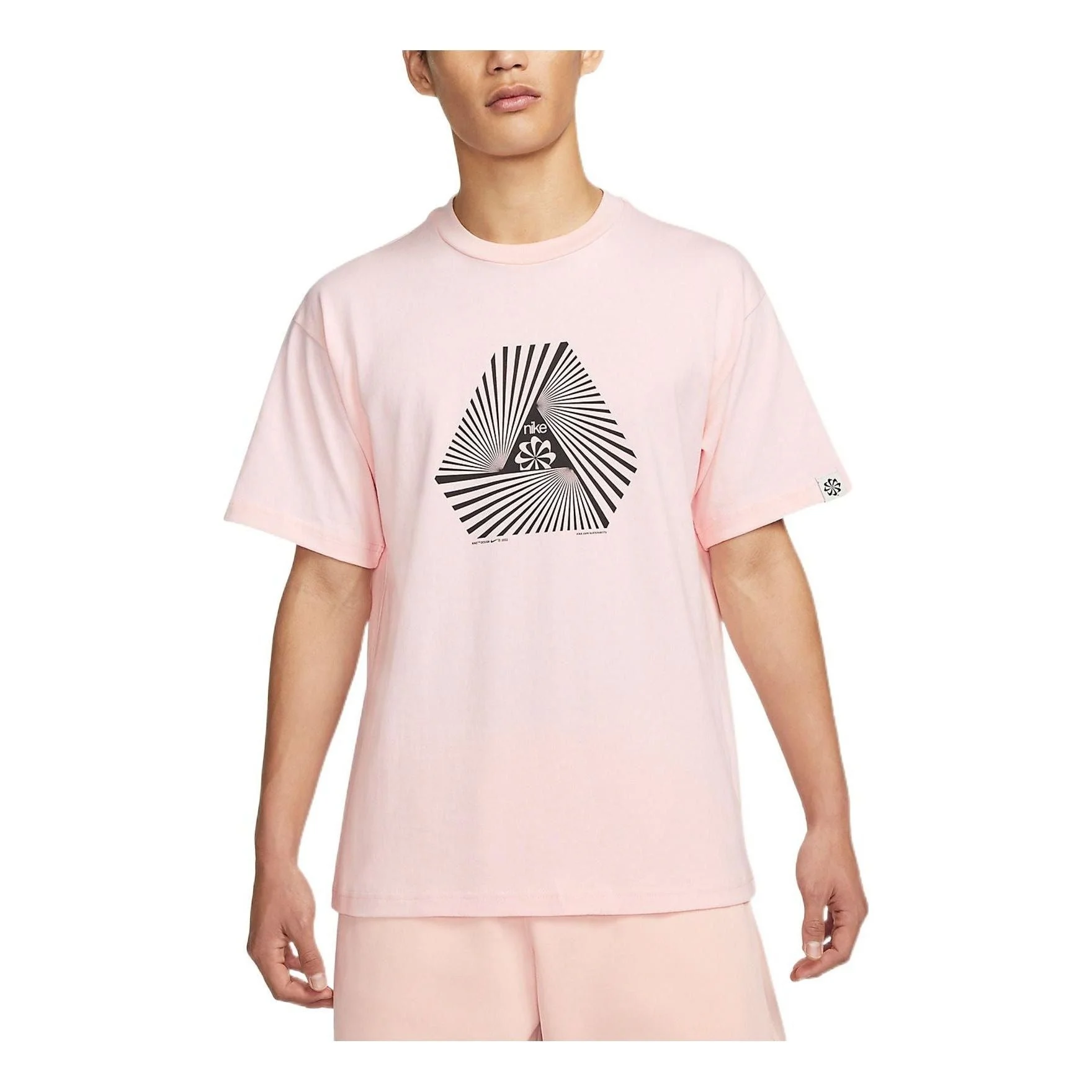 Men's Nike Geometry Pattern Printing Round Neck Pullover Short Sleeve Pink T-Shirt DV0679-610 - 1