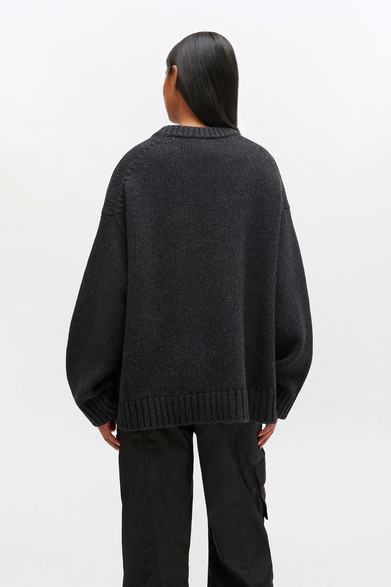 DARK GREY WOOL MIX SWEATER - 4