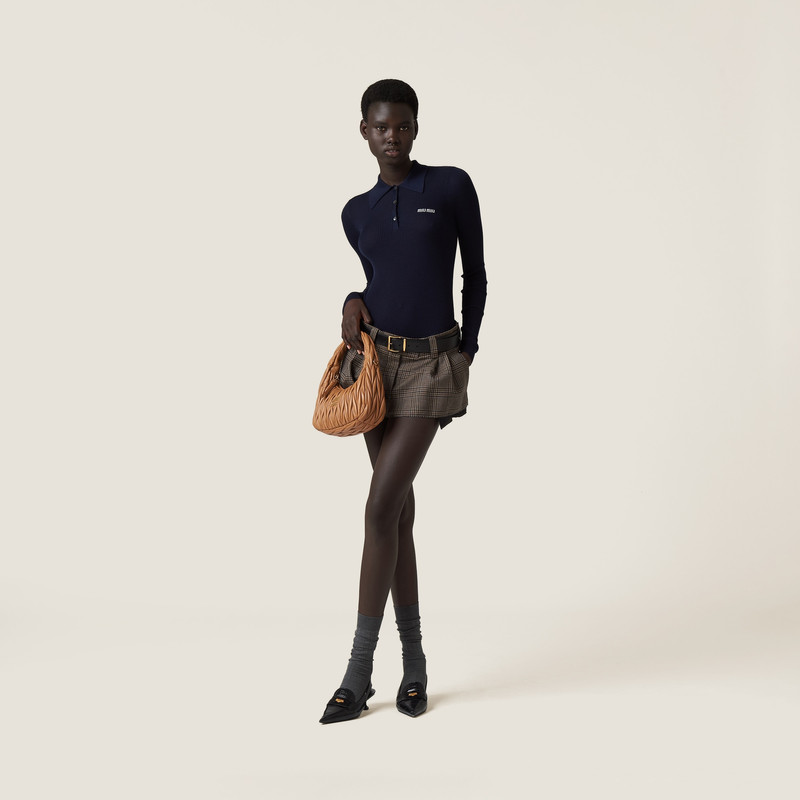 Miu Miu Cashmere and silk knit polo shirt outlook