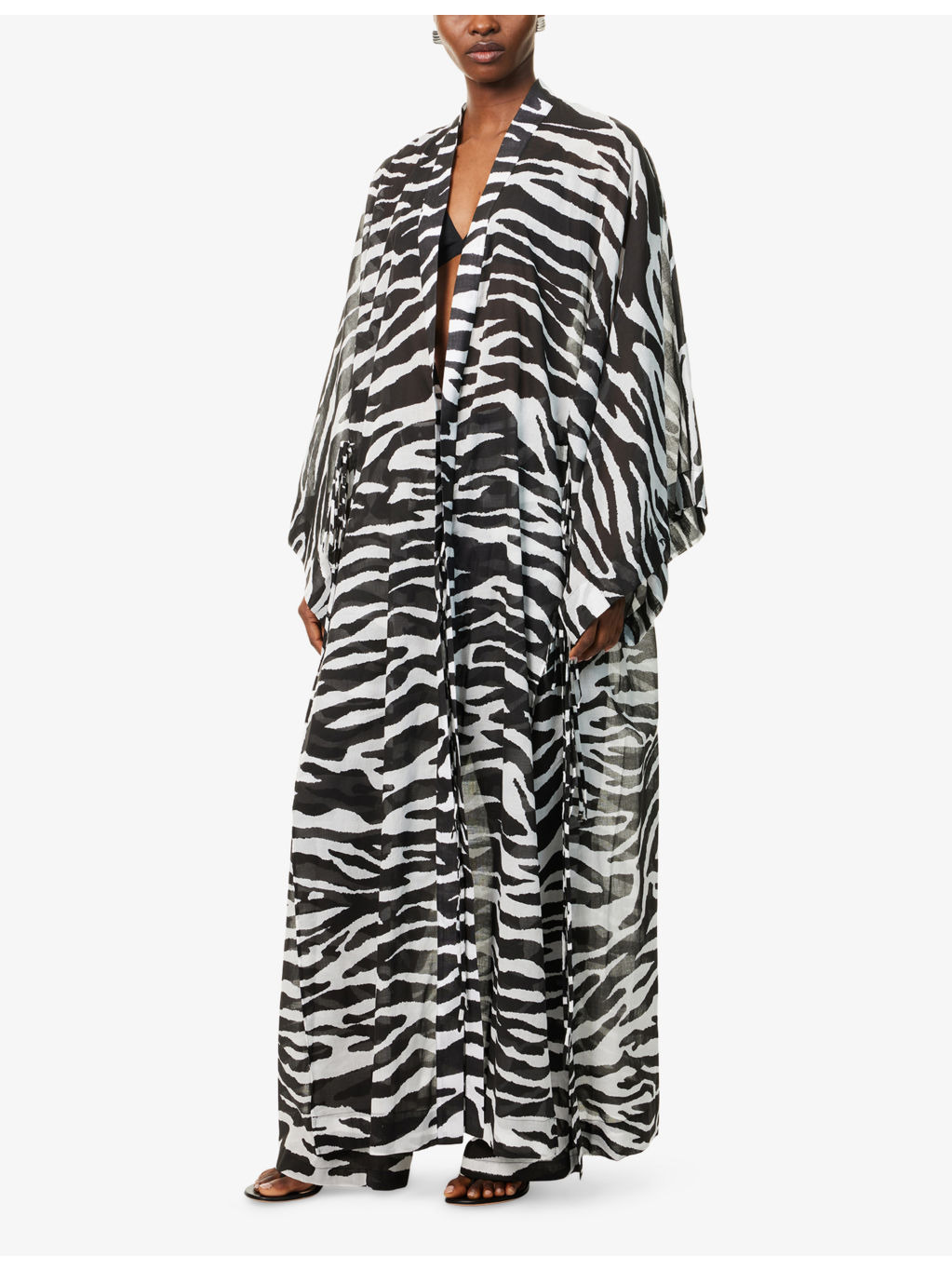 Zebra-Print Cotton-Muslin Kaftan - 3