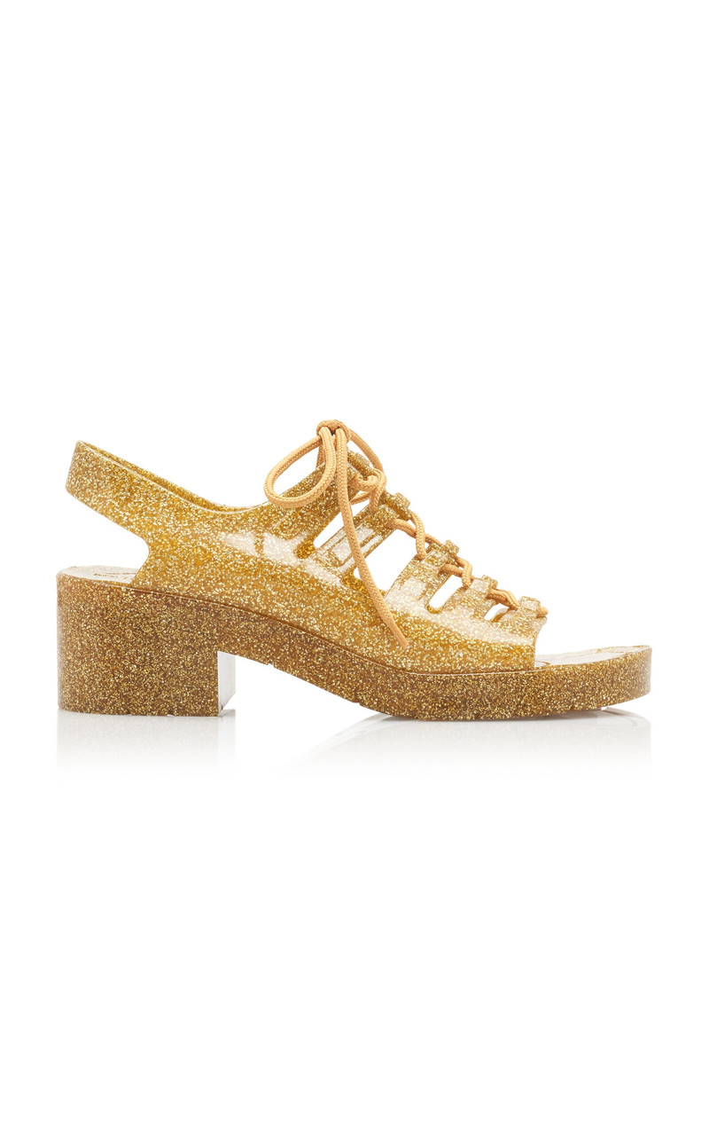 Jelly Lace-Up Pudding Glitter Sandals gold - 1