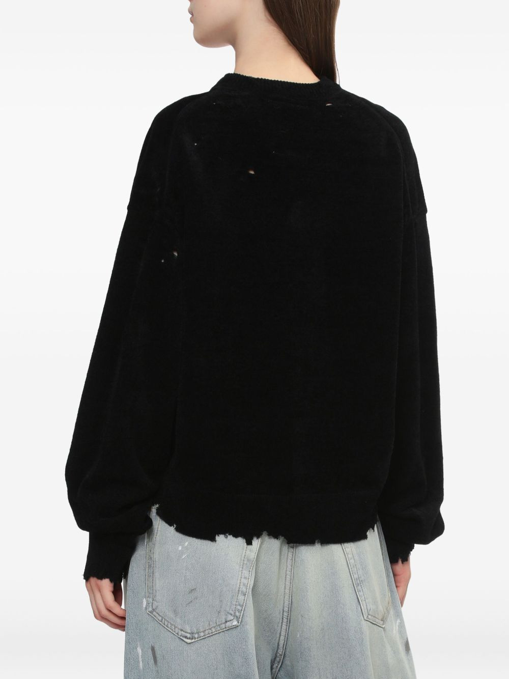 frayed V-neck sweater - 4