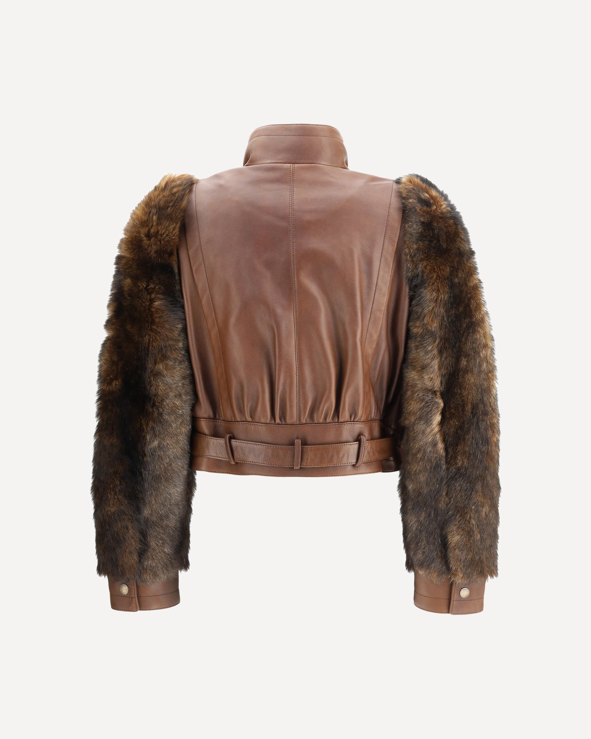Leather and fur short Jacket - 2