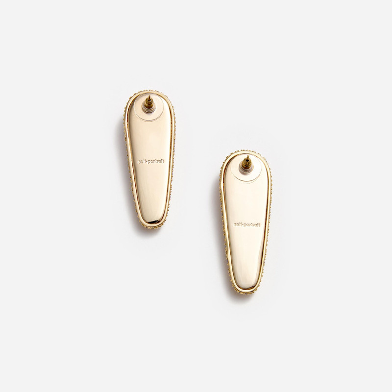 self-portrait Gold Crystal Bar Earrings outlook