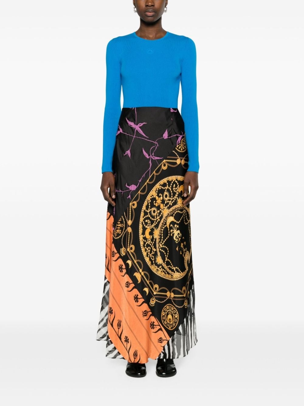 Regenerated Scarves mix-print midi skirt - 2